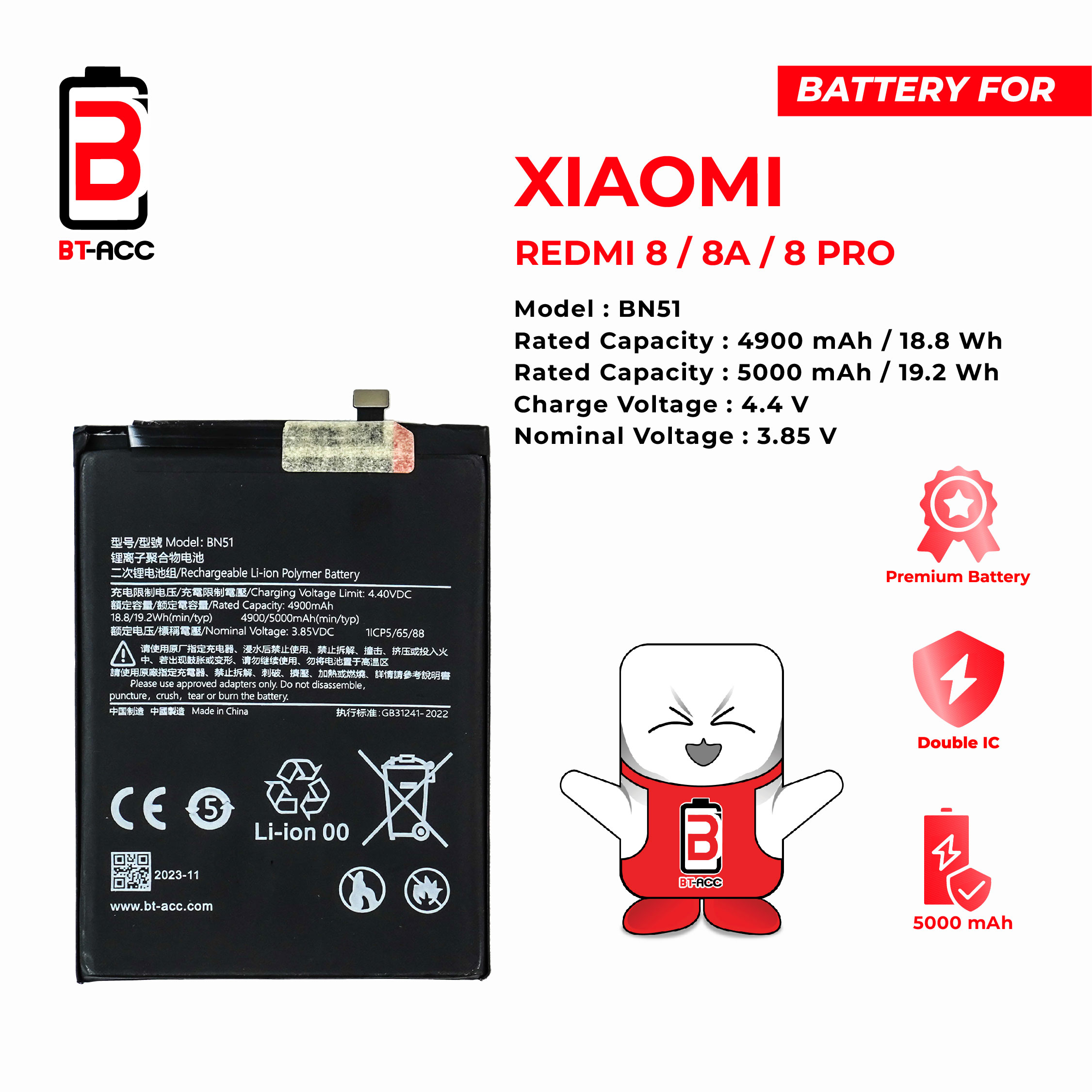 BT-ACC Baterai Xiaomi Redmi 8 / 8A / 8A Pro - BN51