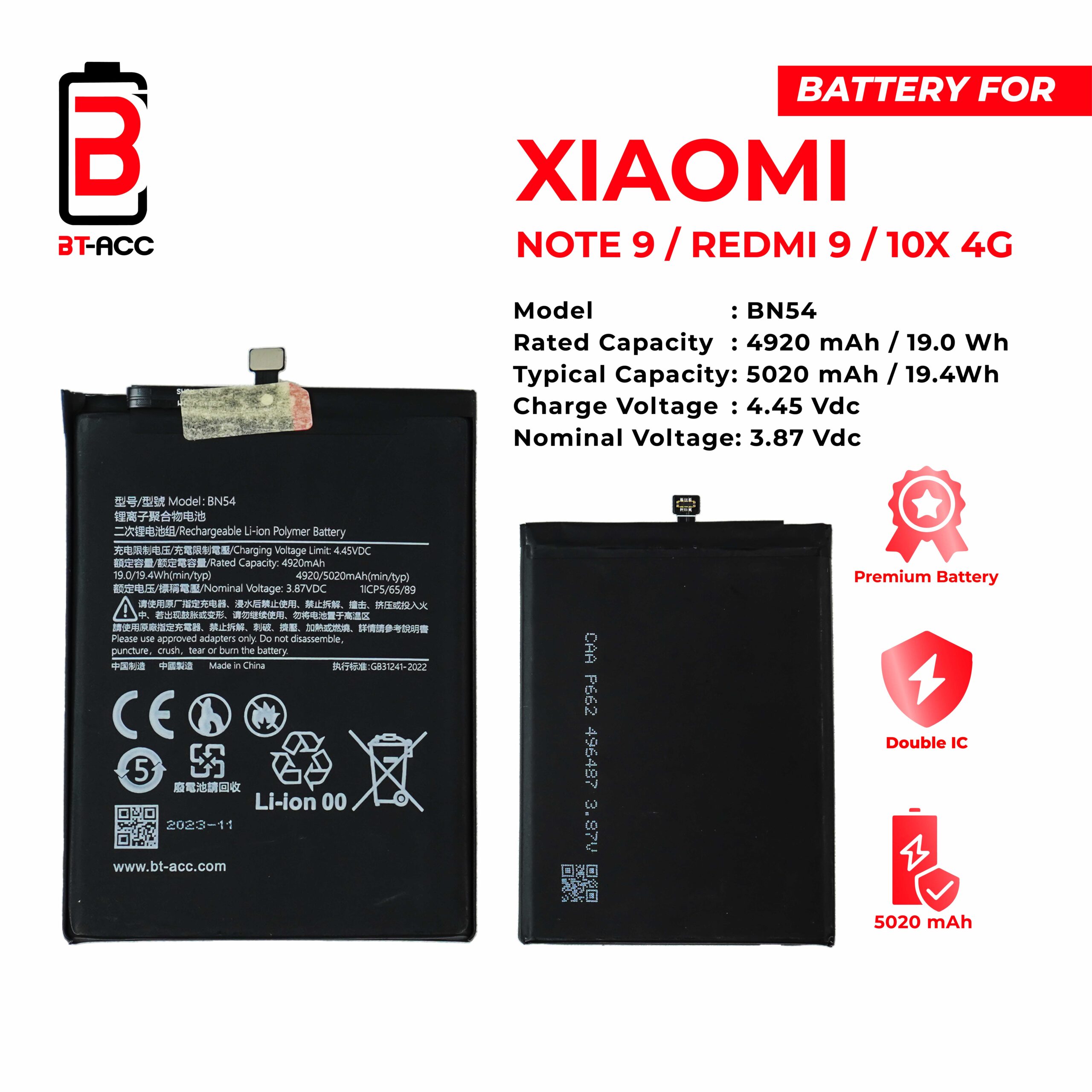 BT-ACC Baterai Xiaomi Redmi 9 / Note 9 / 10X 4G - BN54 - Gambar 2