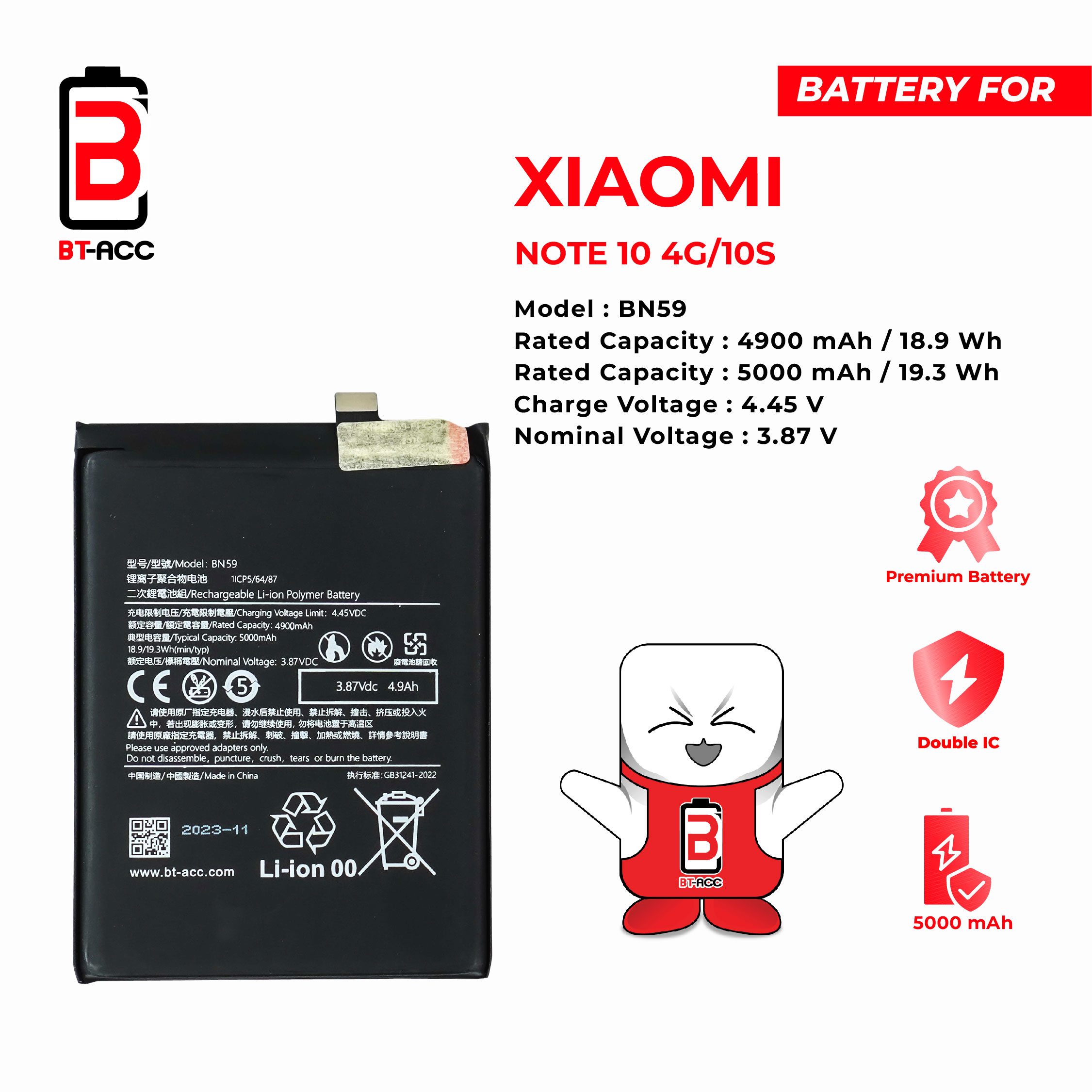 BT-ACC Baterai Xiaomi Redmi Note 10S / Redmi Note 10 4G - BN59