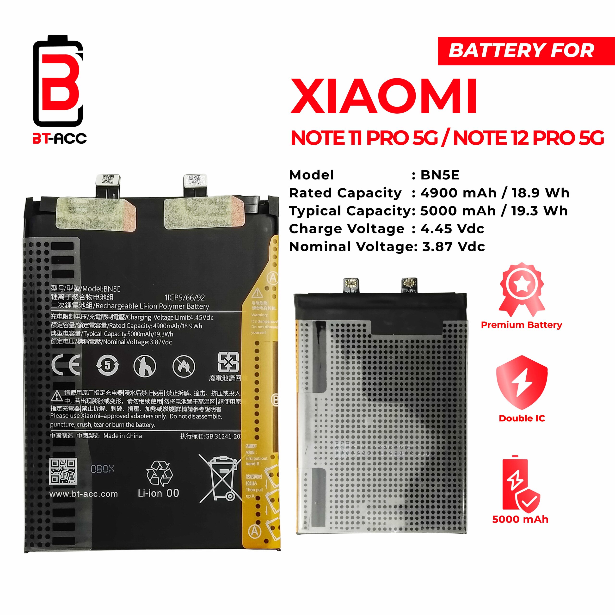 BT-ACC Baterai Xiaomi Redmi Note 11 Pro 5G / Redmi Note 12 Pro 4G - BN5E - Gambar 2