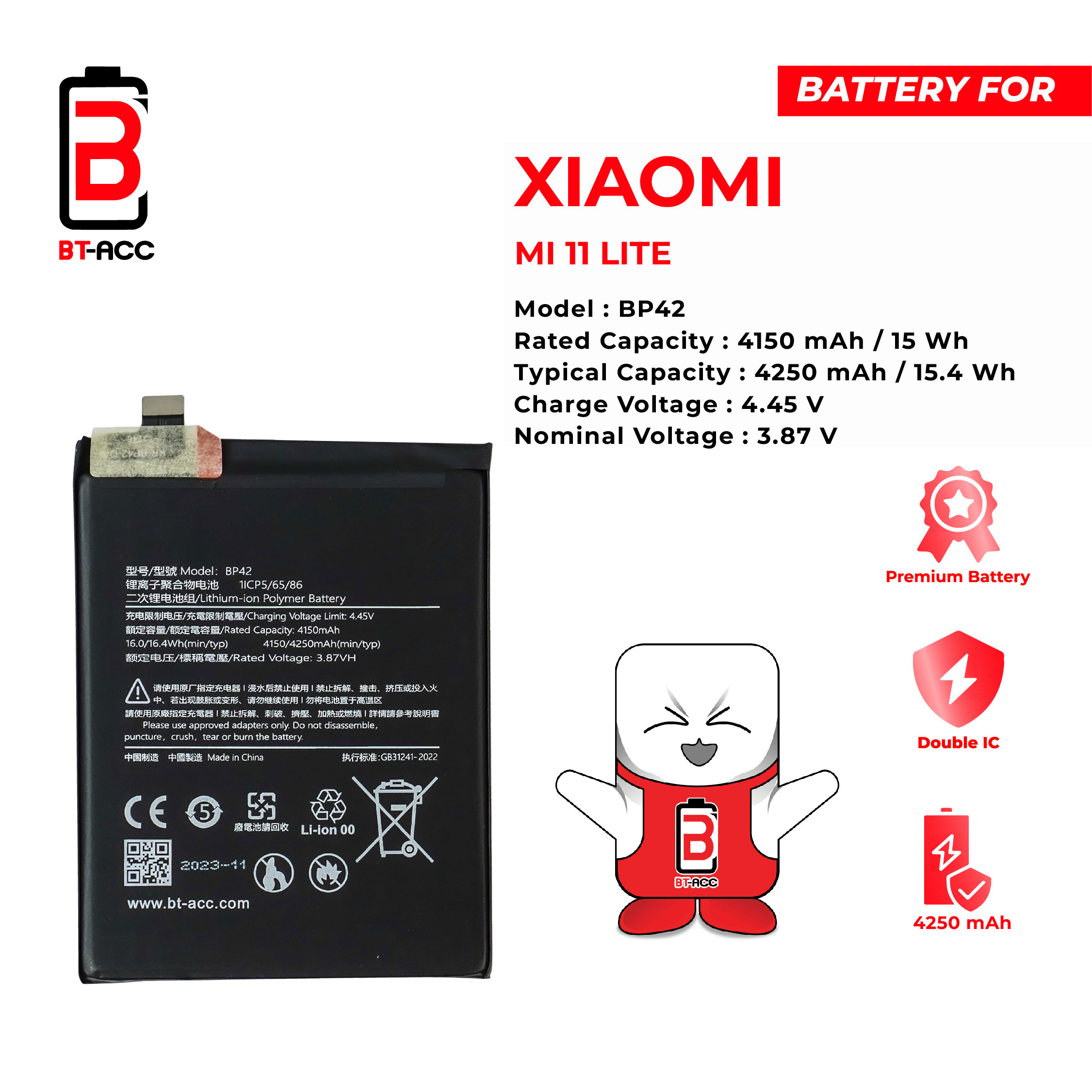 BT-ACC Baterai Xiaomi MI 11 Lite - BP42