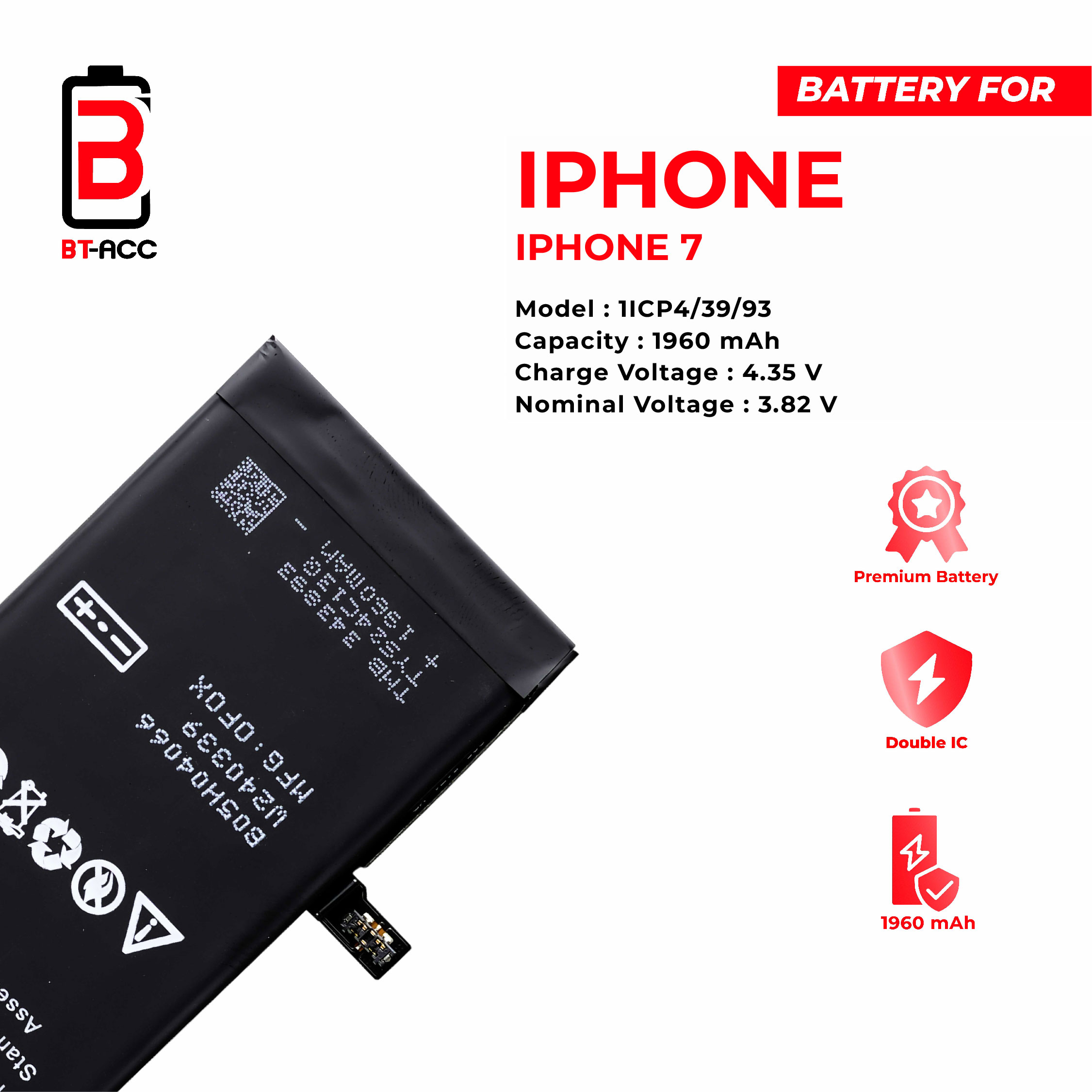 BT-ACC Baterai iPhone 7G (1960 mAh) - Image 3