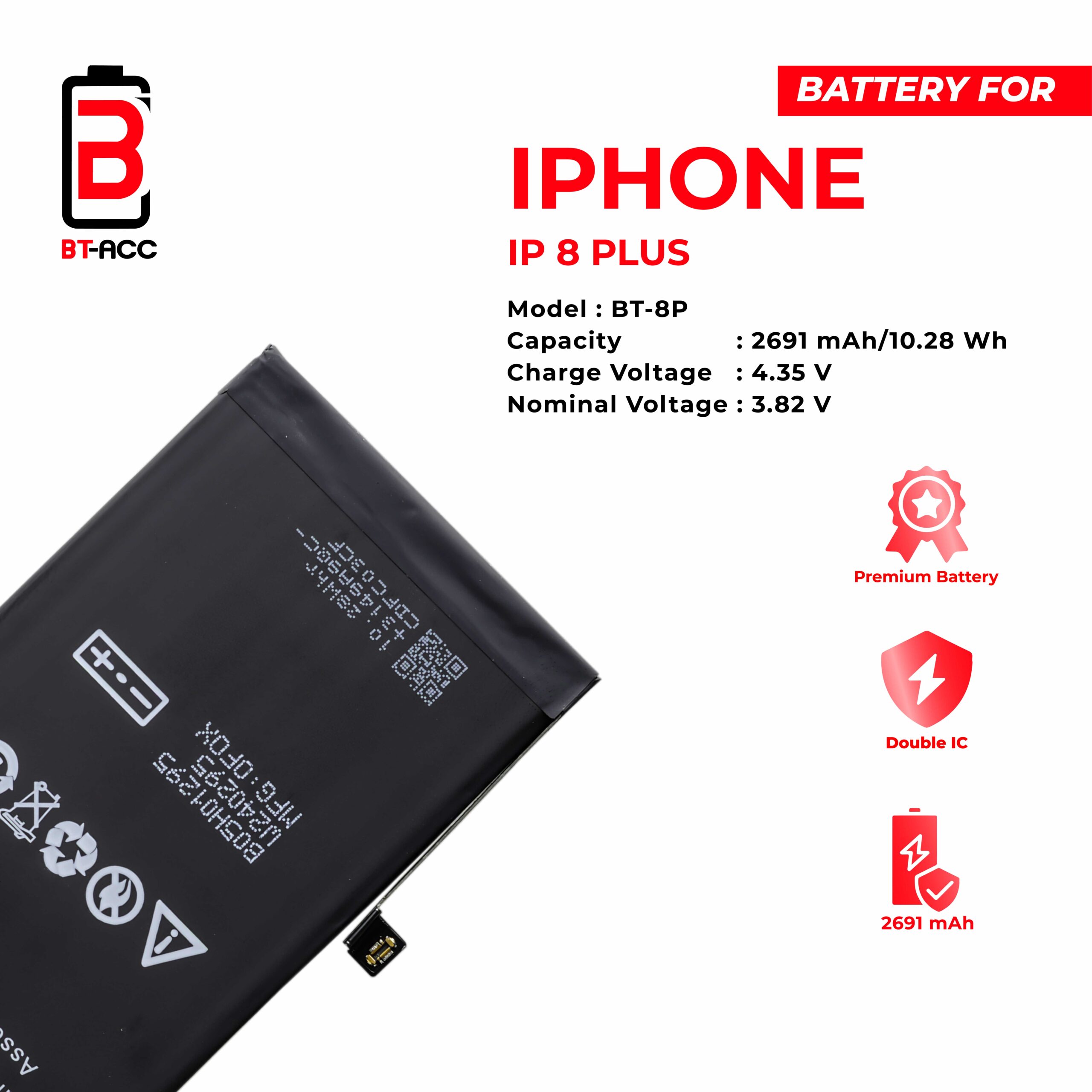 BT-ACC Baterai iPhone 8G Plus (2691 mAh) - Image 3