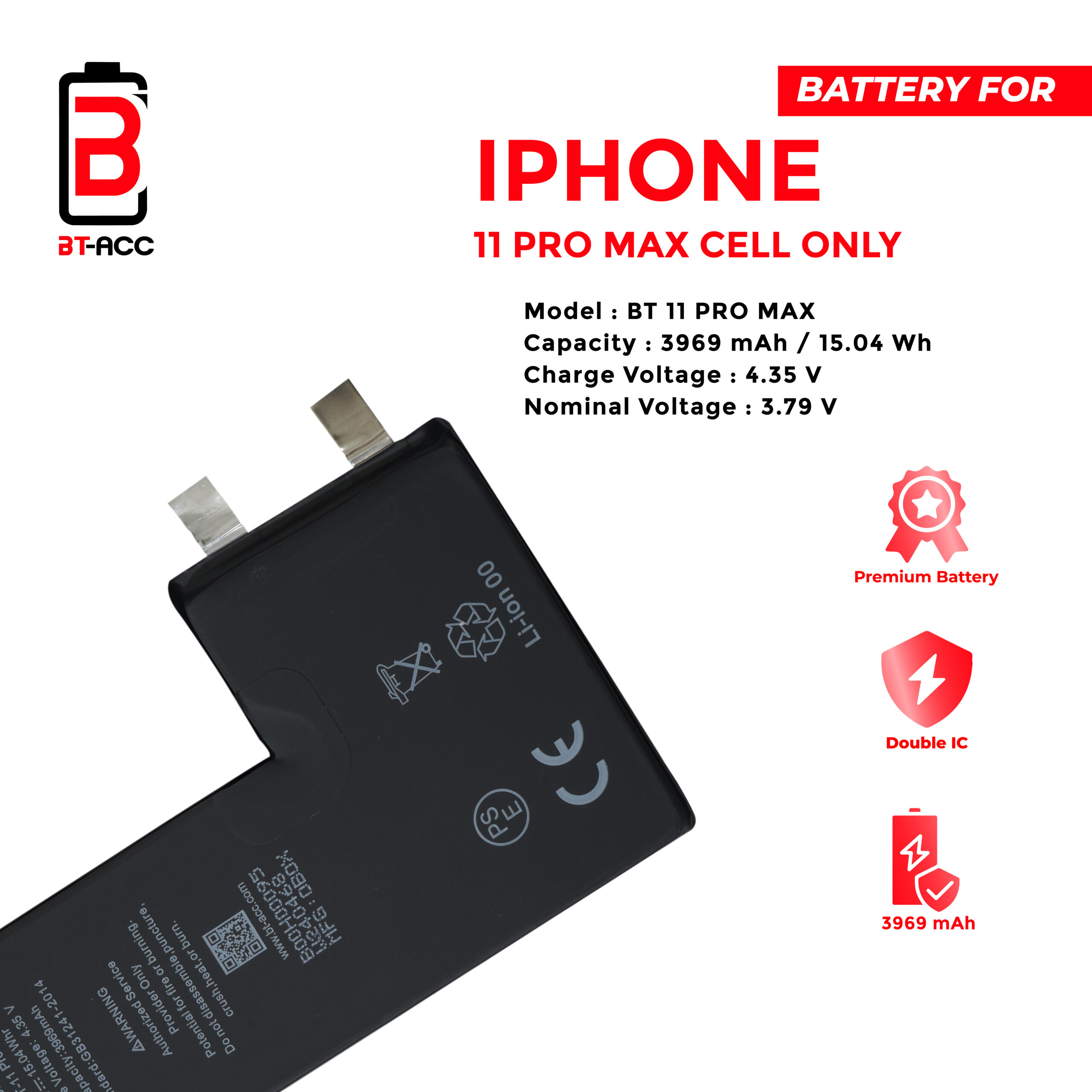 BT-ACC Baterai iPhone 11 Pro Max Cell Only (3969 mAh) - Image 3
