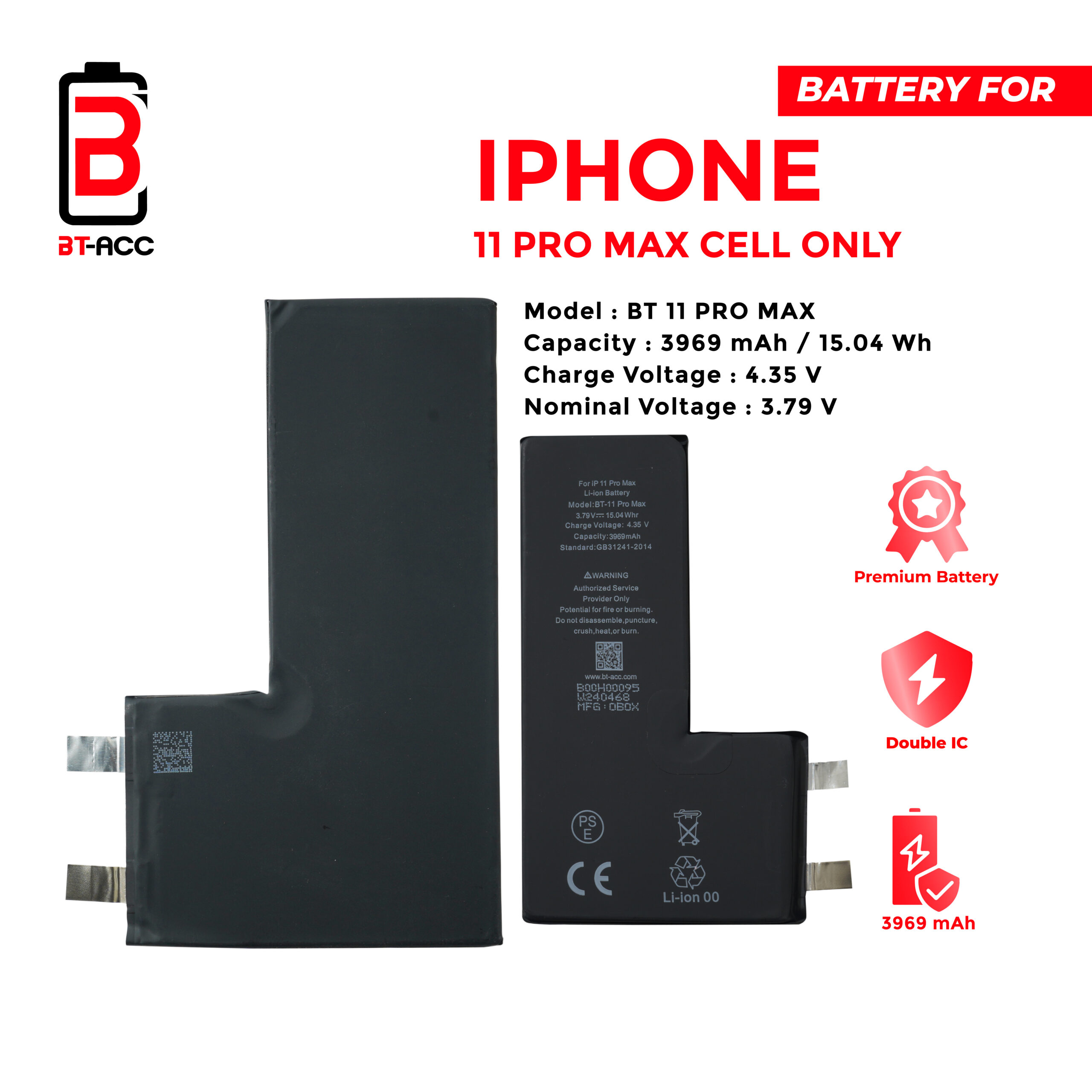 BT-ACC Baterai iPhone 11 Pro Max Cell Only (3969 mAh) - Image 2
