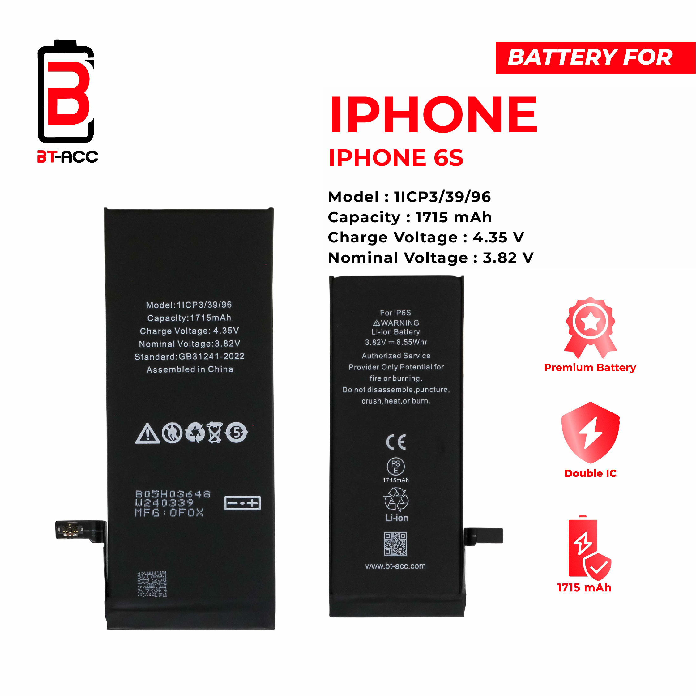 BT-ACC Baterai iPhone 6S (4.7) 1715 mAh - Image 2