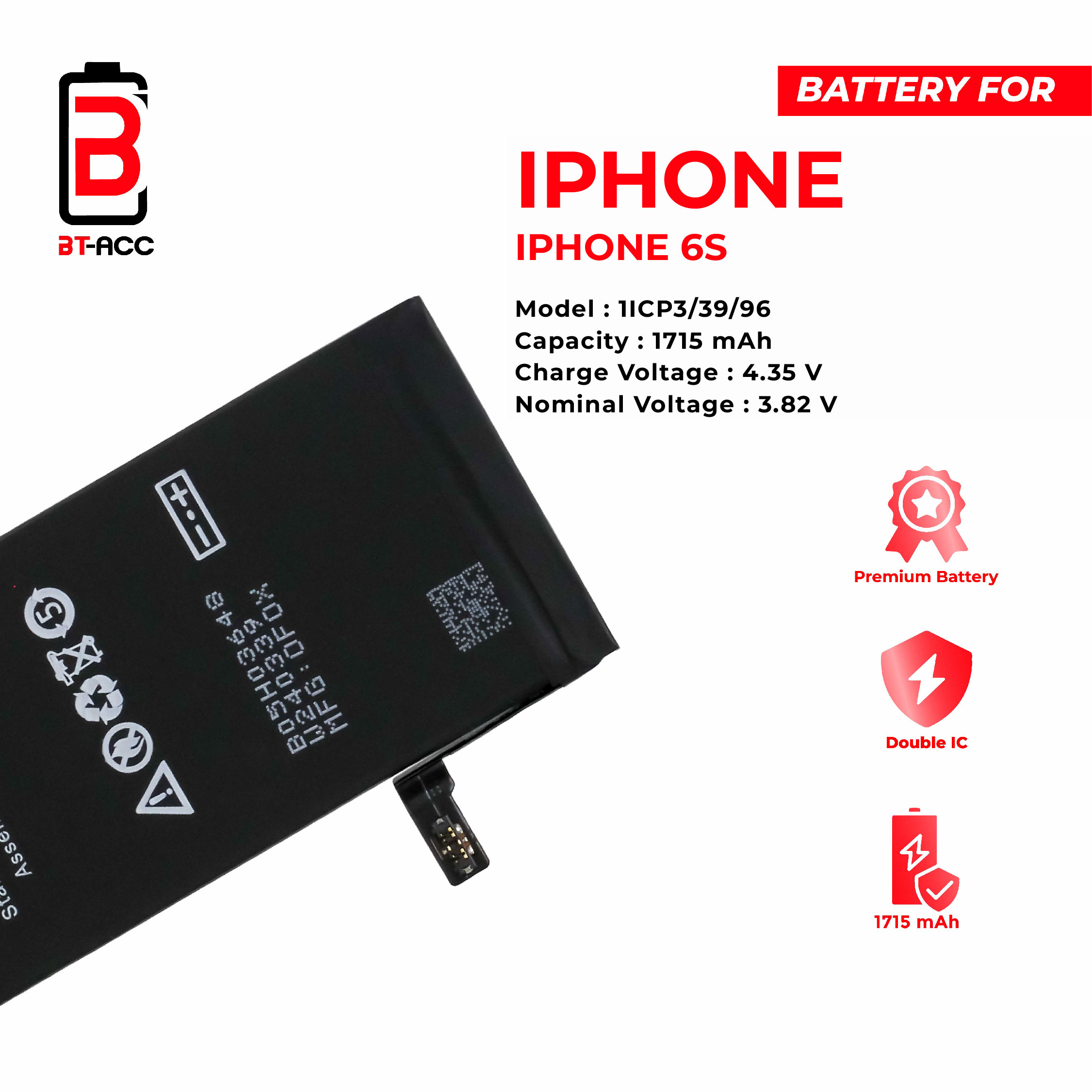 BT-ACC Baterai iPhone 6S (4.7) 1715 mAh - Image 3