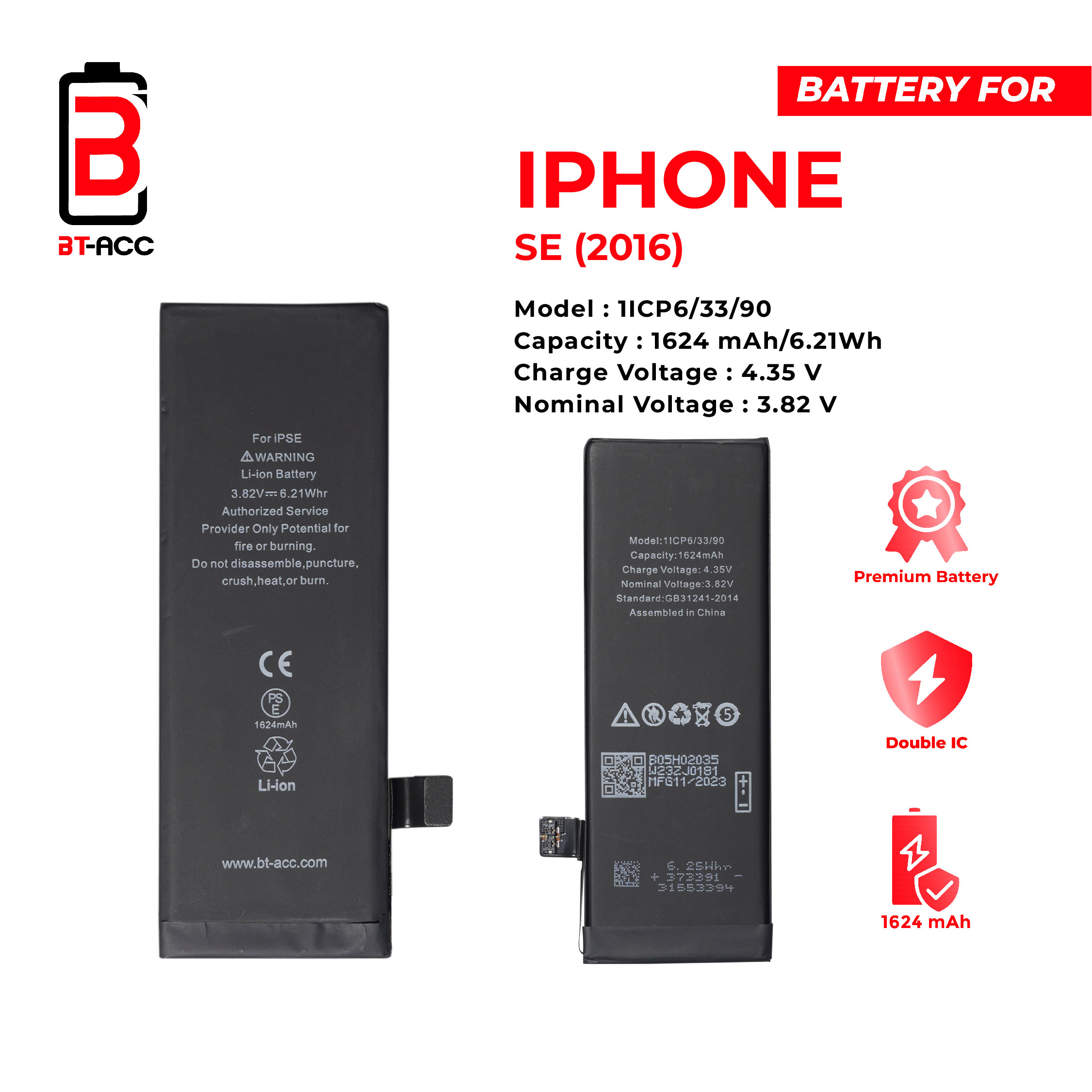 BT-ACC Baterai iPhone SE 2016 (1624 mAh) - Image 2