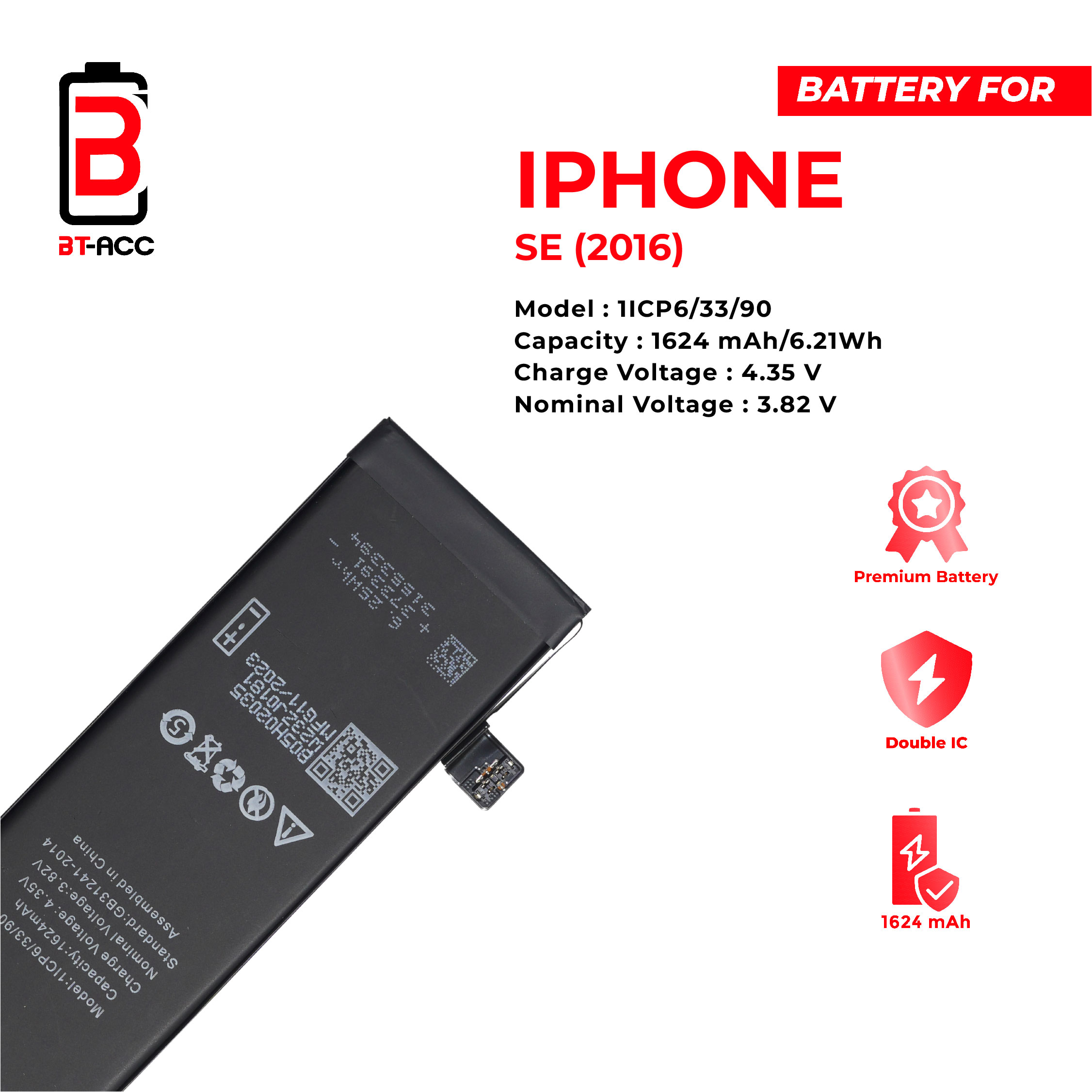 BT-ACC Baterai iPhone SE 2016 (1624 mAh) - Image 3