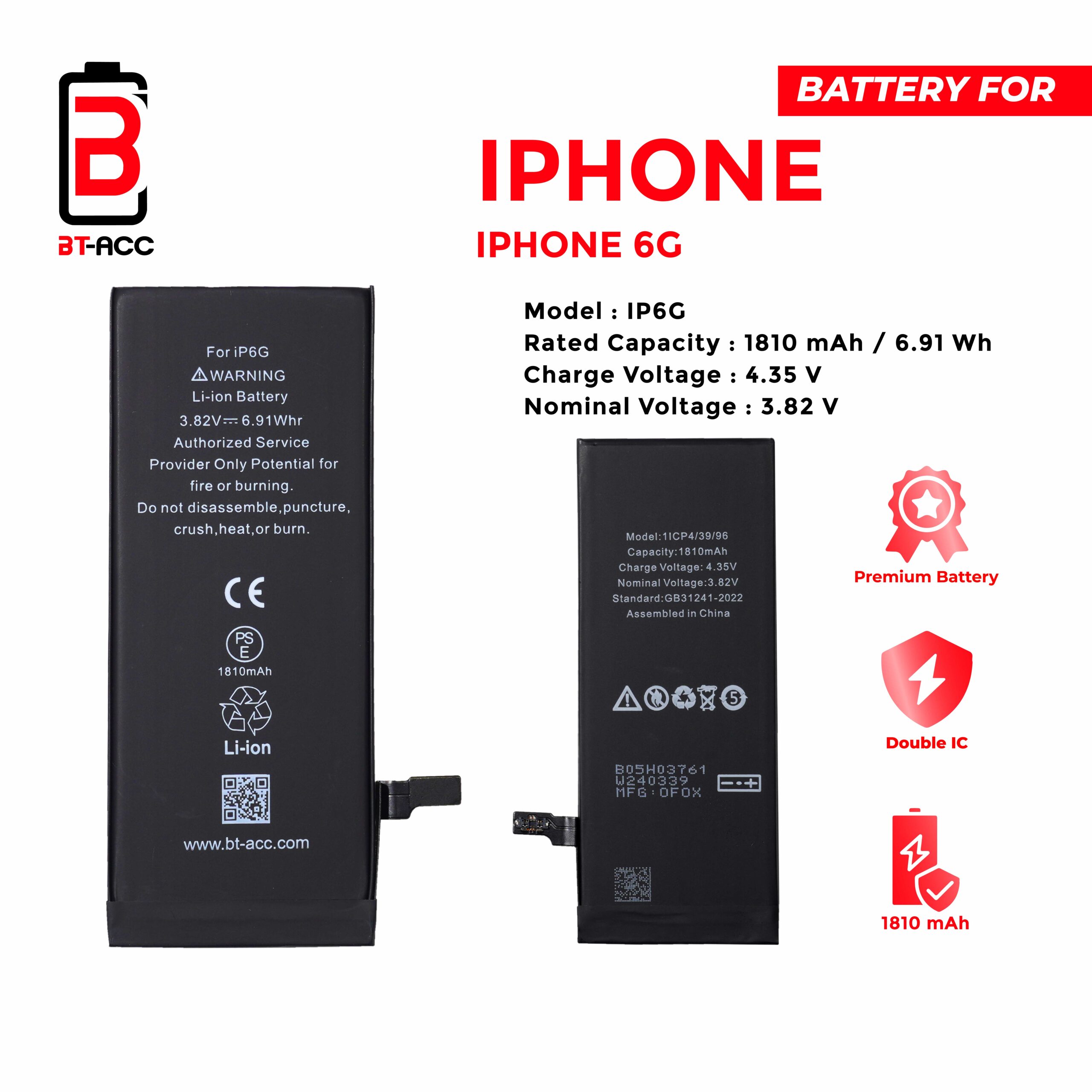 BT-ACC Baterai iPhone 6G (1810 mAh) - Image 2