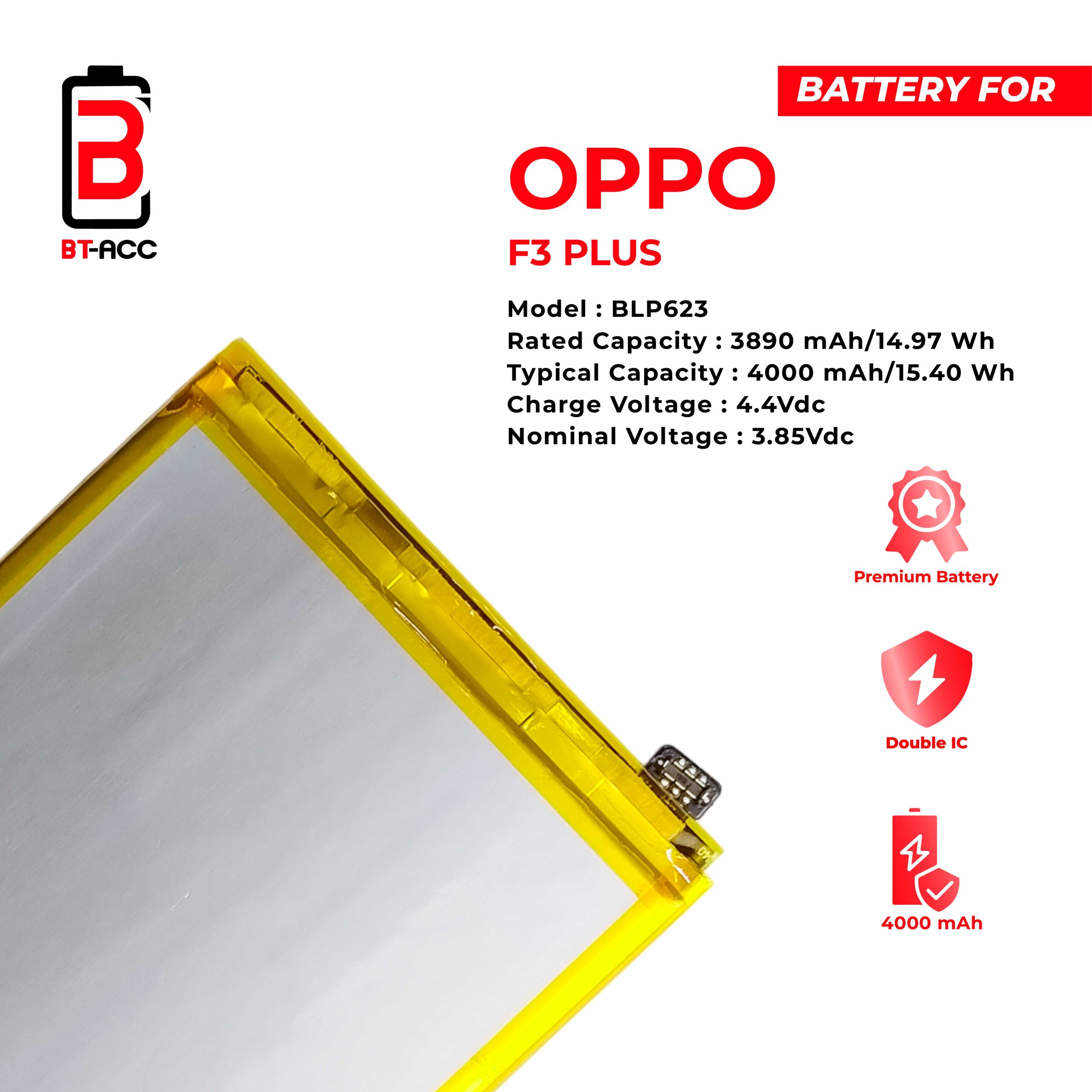 BT-ACC Baterai Oppo F3 Plus / BLP623 - Image 3
