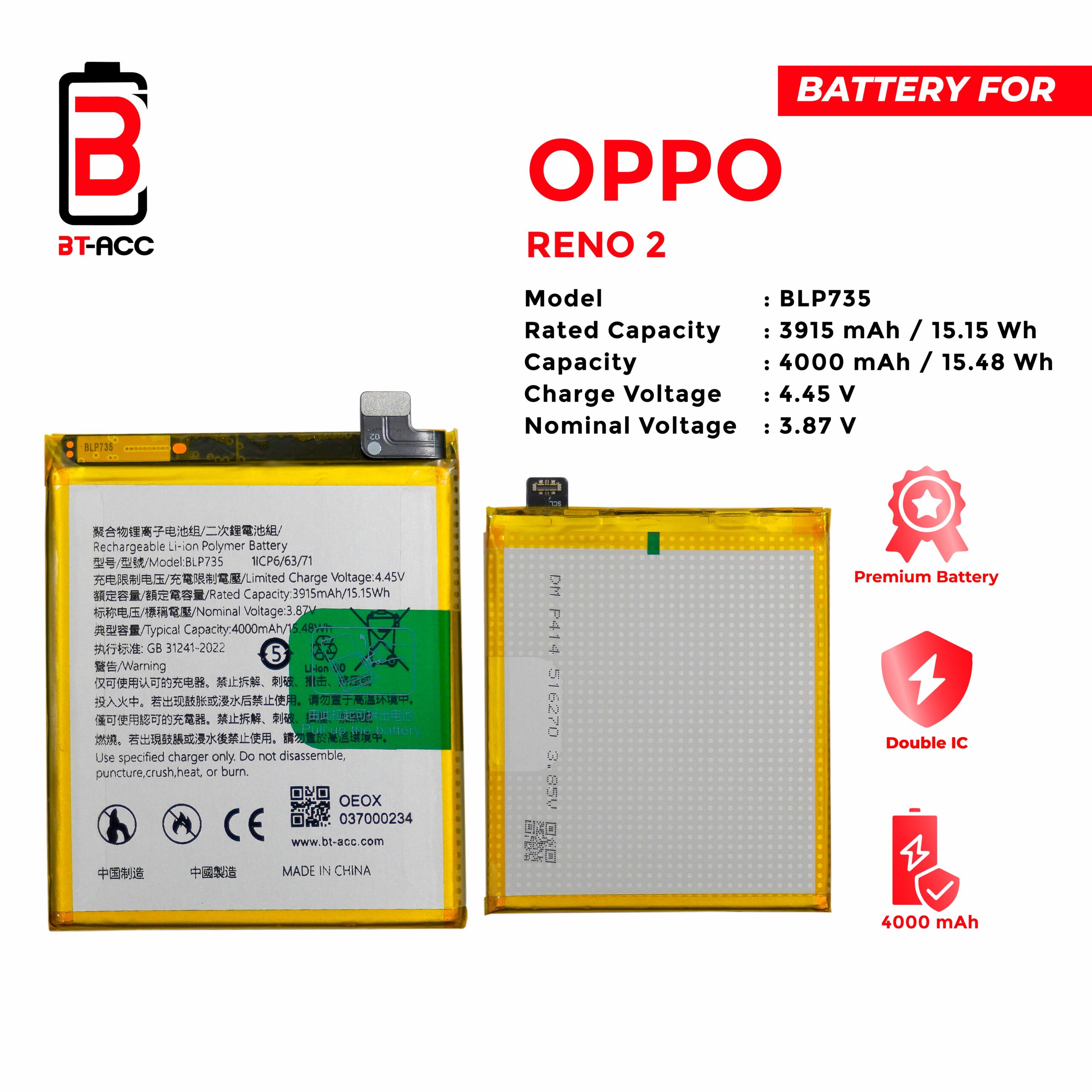 BT-ACC Baterai Oppo Reno 2 / BLP735 - Image 2