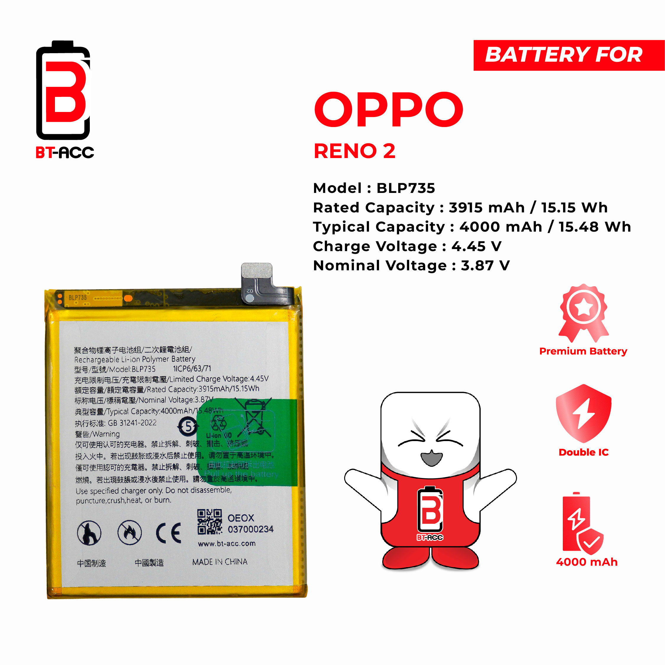 BT-ACC Baterai Oppo Reno 2 / BLP735