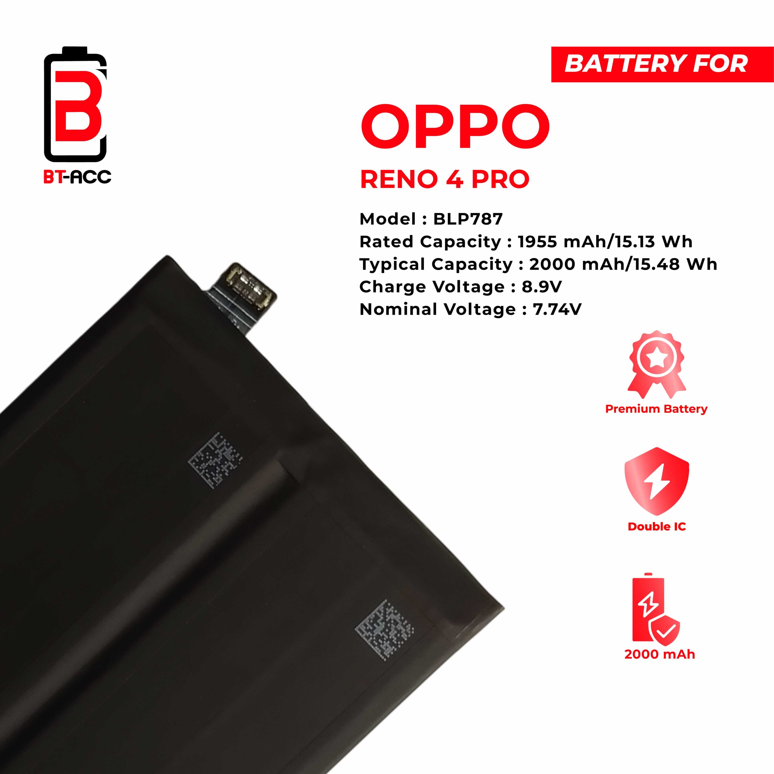 BT-ACC Baterai Oppo Reno 4 Pro / BLP787 - Gambar 3