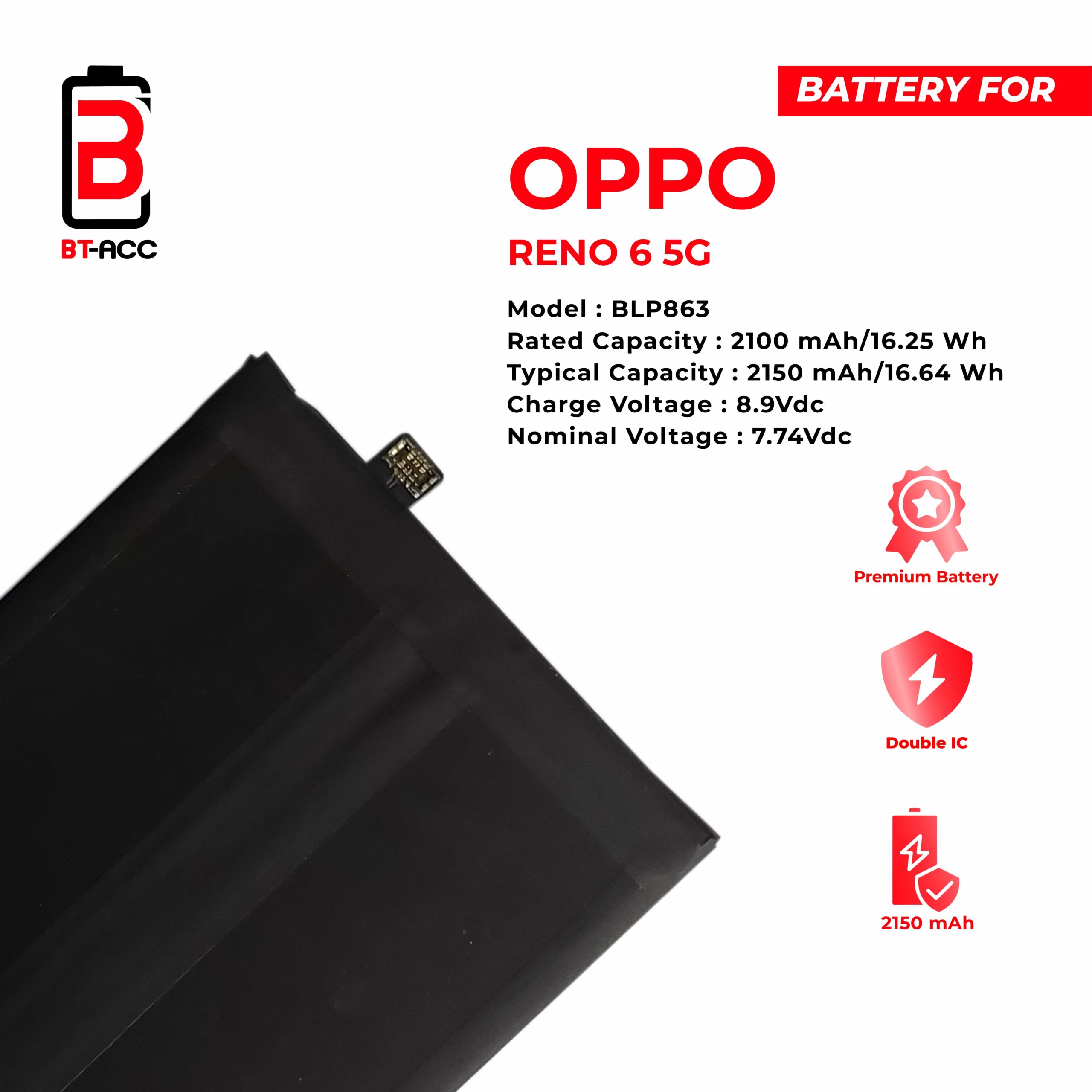 BT-ACC Baterai Oppo Reno 6 5G / BLP863 - Image 3