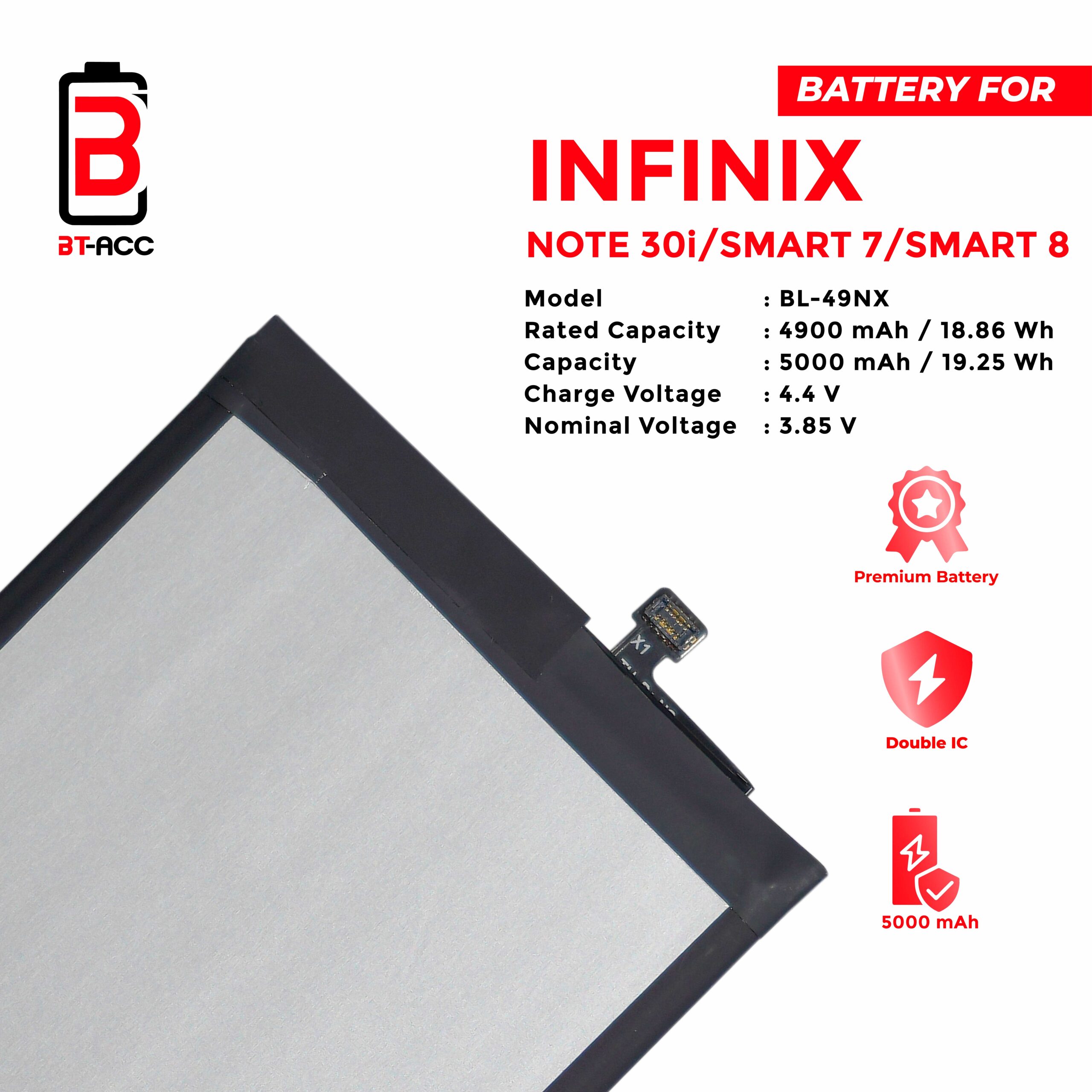 BT-ACC Baterai Infinix Smart 7 / Smart 8 / Note 30i / BL-49NX - Image 3