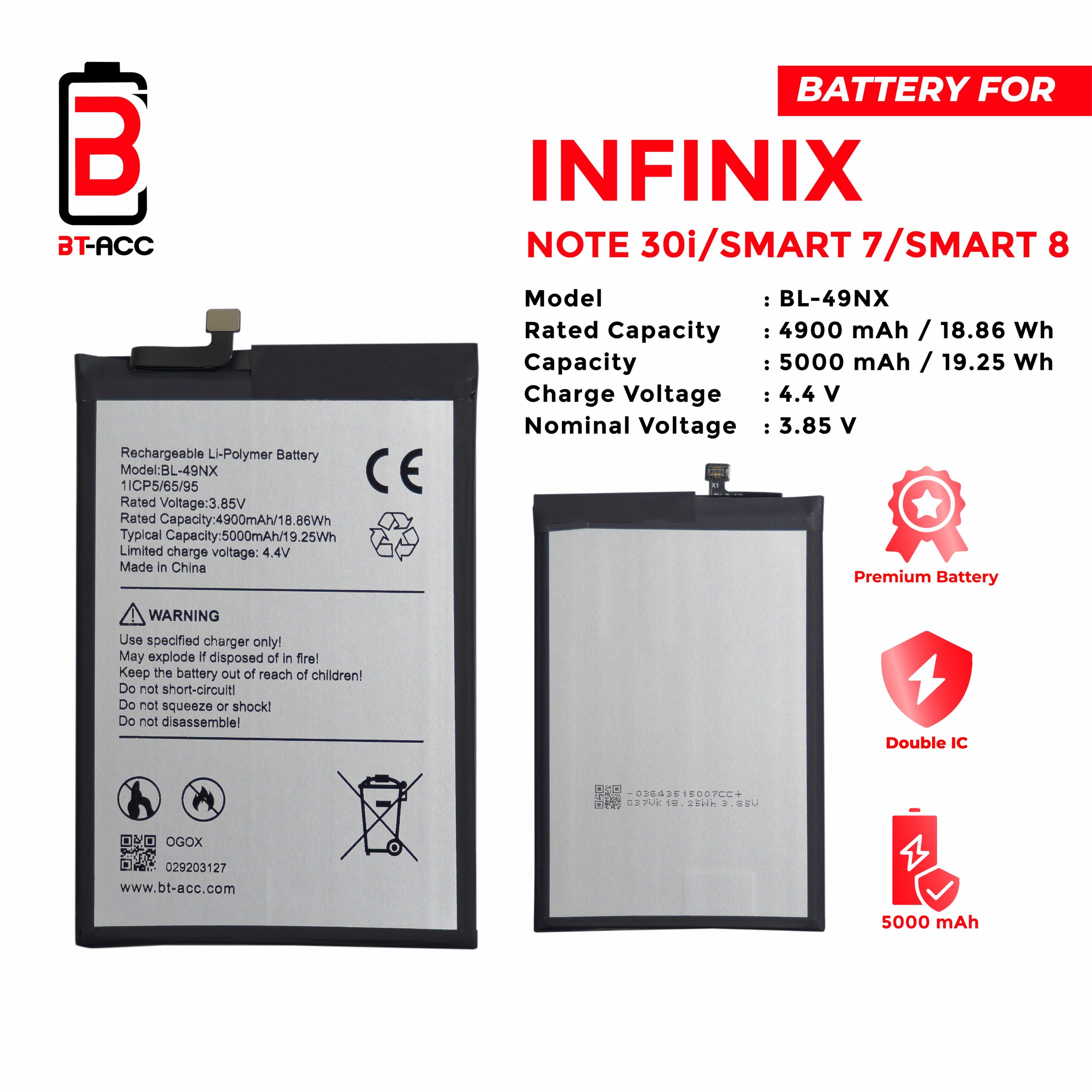 BT-ACC Baterai Infinix Smart 7 / Smart 8 / Note 30i / BL-49NX - Image 2