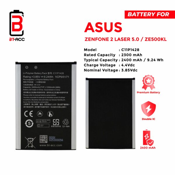 BT-ACC Baterai Asus Zenfone 2 Laser 5inch ZE500KL -  C114P1428 - Gambar 2