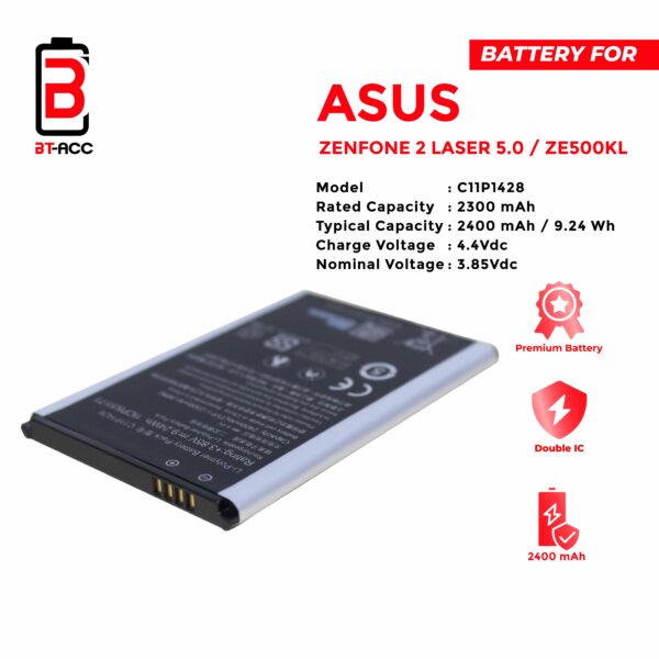 BT-ACC Baterai Asus Zenfone 2 Laser 5inch ZE500KL -  C114P1428 - Gambar 3