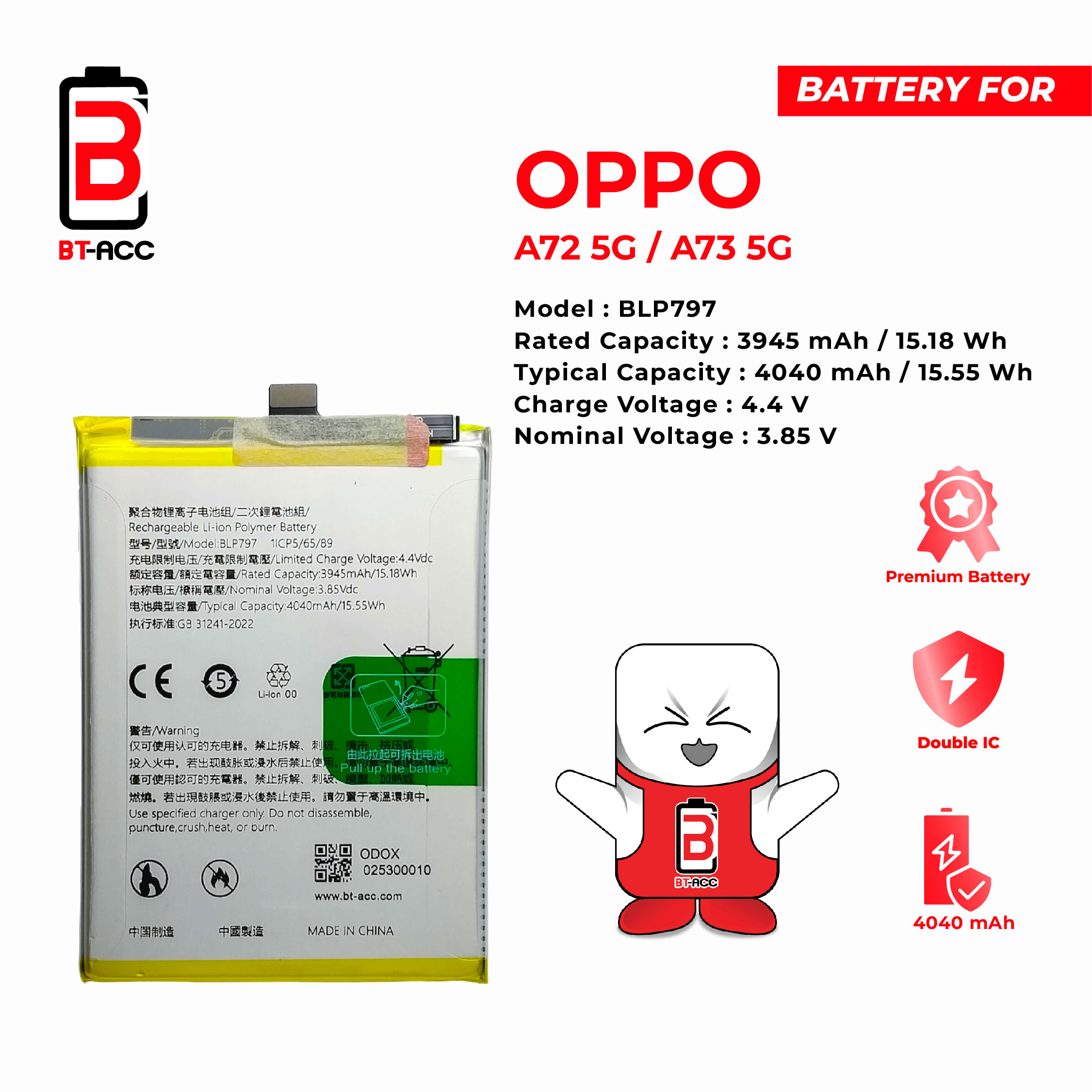 BT-ACC Baterai Oppo A72 5G / A73 5G / BLP797