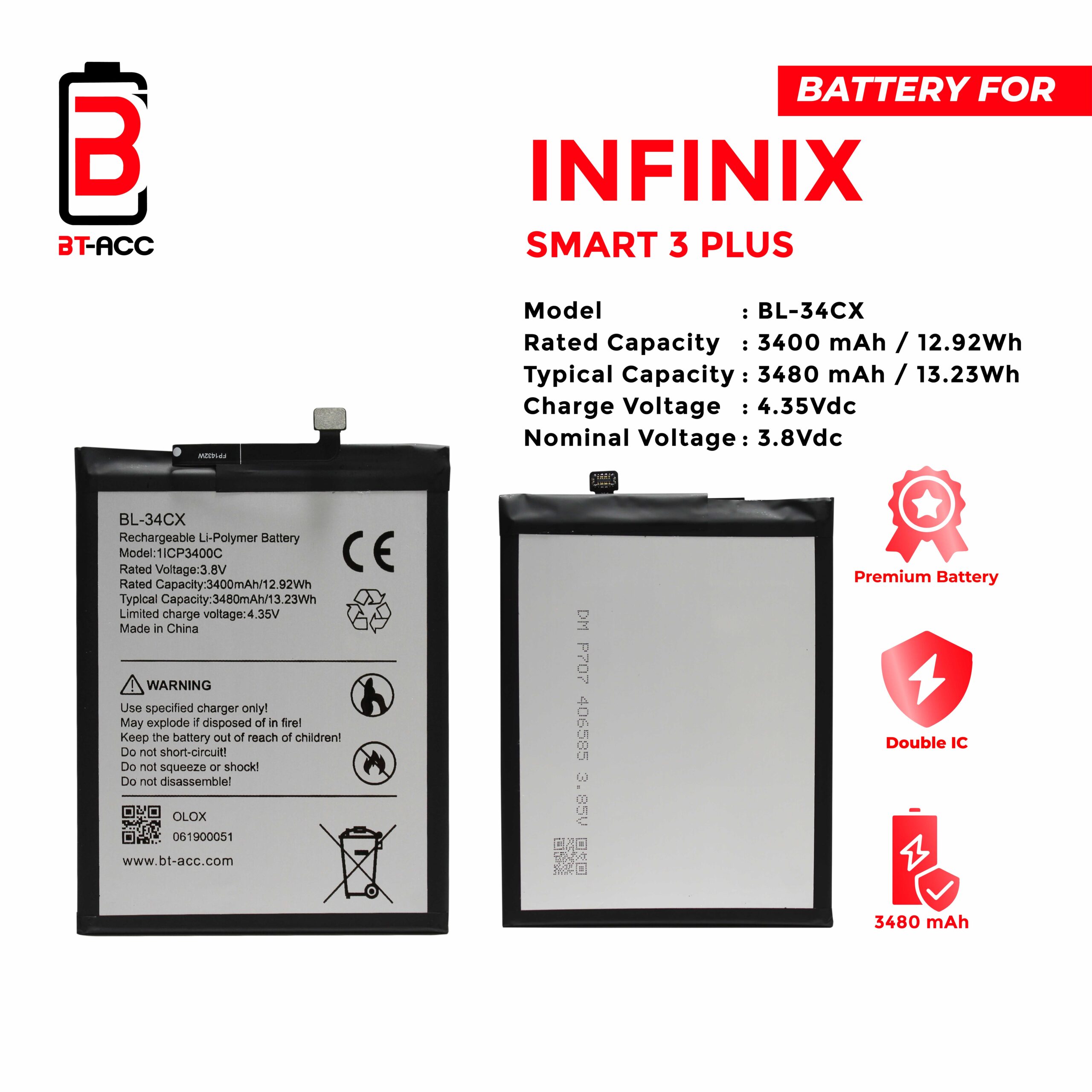 BT-ACC Baterai Infinix Smart 3 Plus / BL-34CX - Image 2