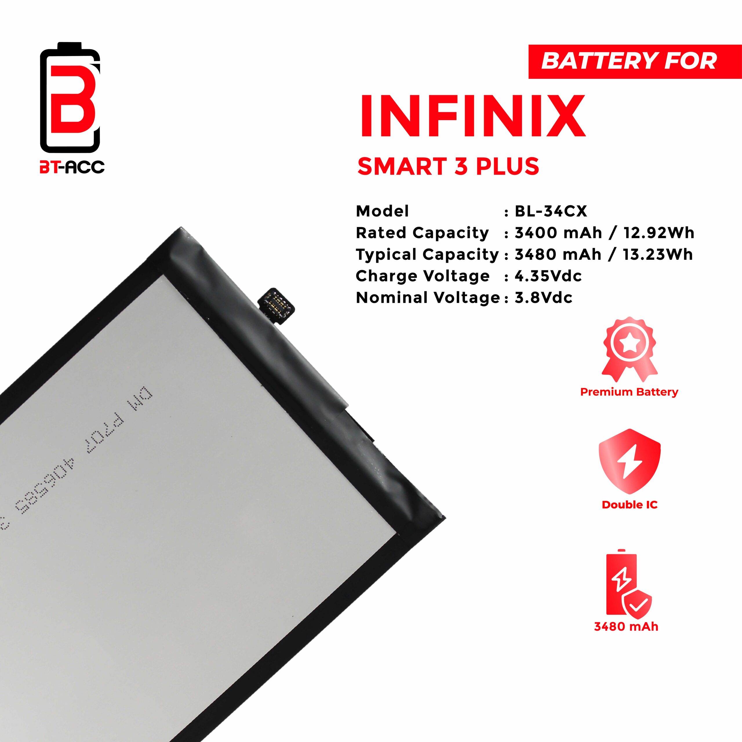 BT-ACC Baterai Infinix Smart 3 Plus / BL-34CX - Image 3