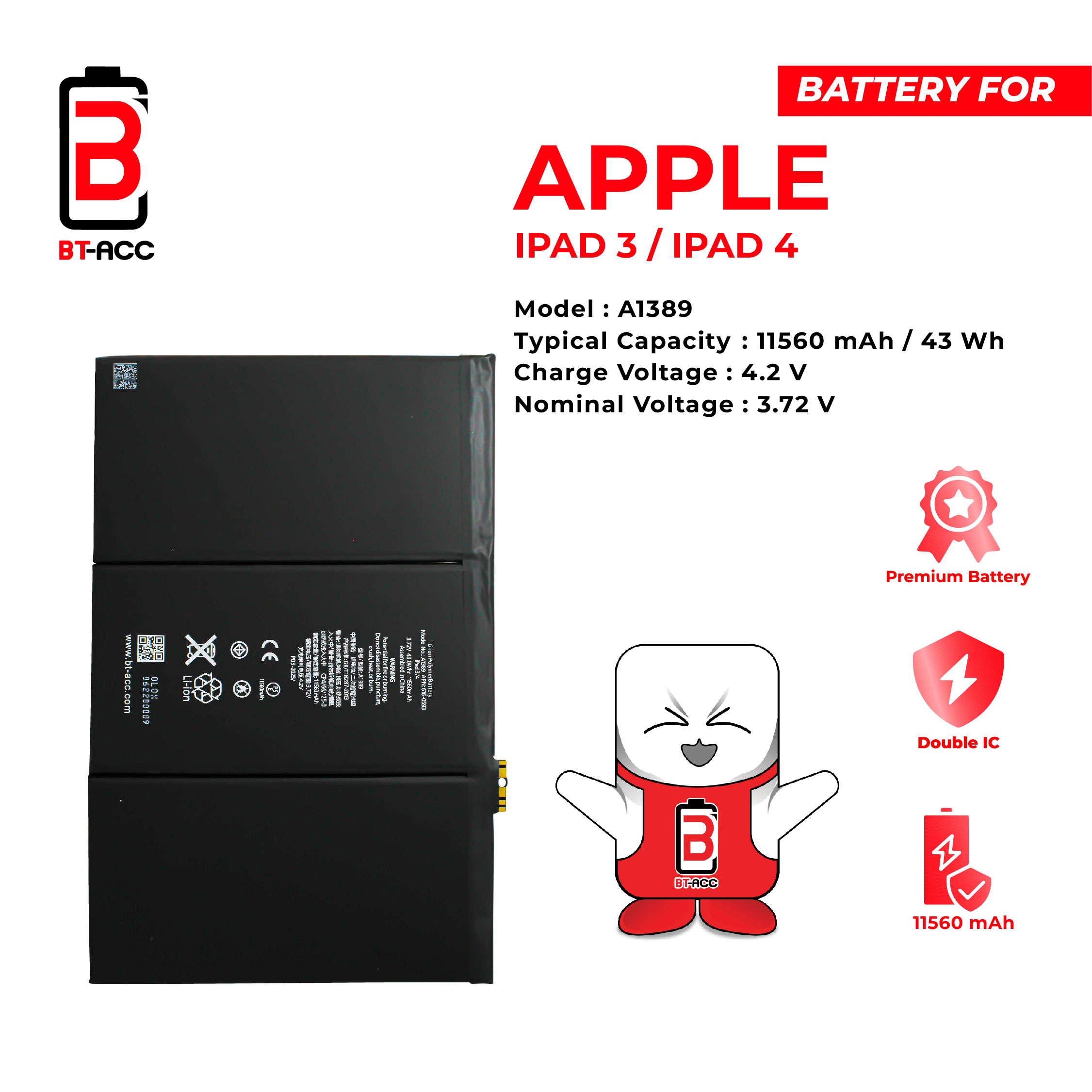BT-ACC Baterai iPad 3 / iPad 4