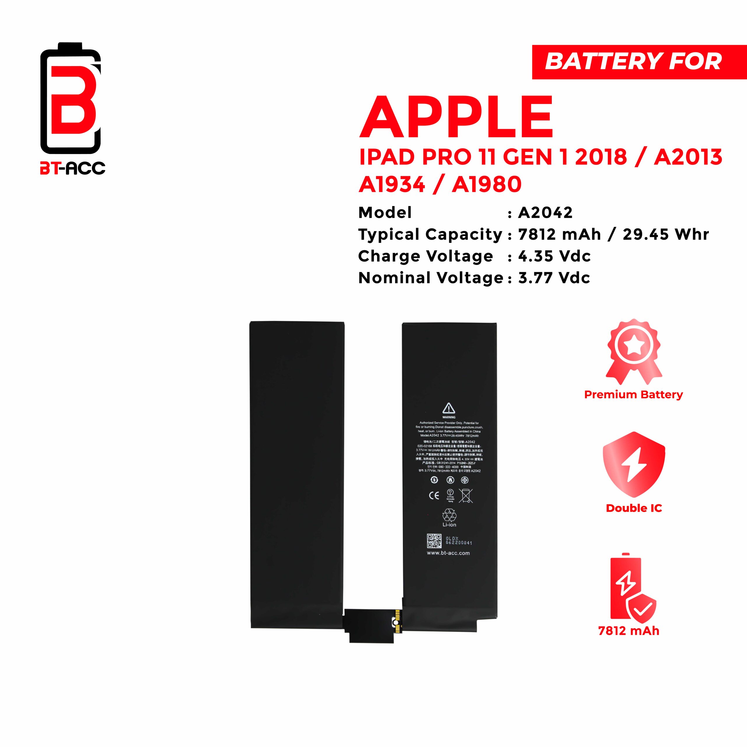 BT-ACC Baterai iPad Pro 11" Gen 1 2018 / A2013 / A1934 / A1980 - Image 3