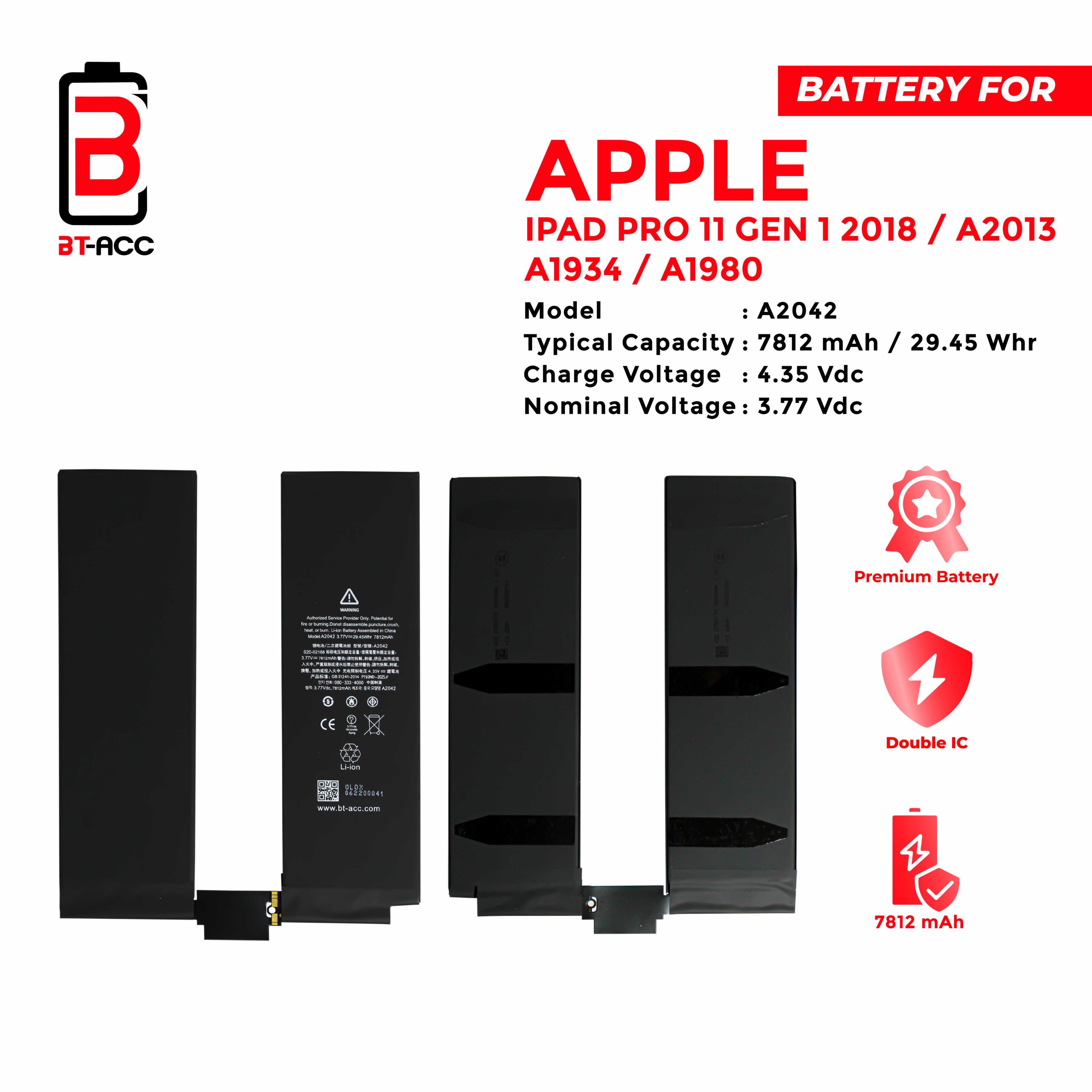 BT-ACC Baterai iPad Pro 11" Gen 1 2018 / A2013 / A1934 / A1980 - Image 2