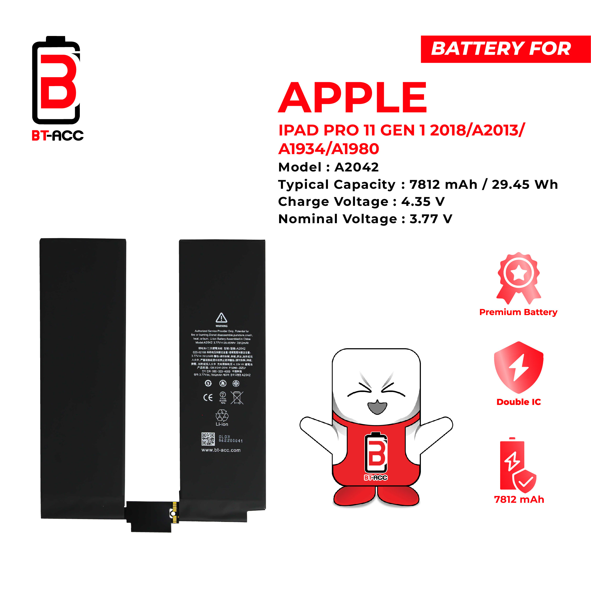 BT-ACC Baterai iPad Pro 11" Gen 1 2018 / A2013 / A1934 / A1980