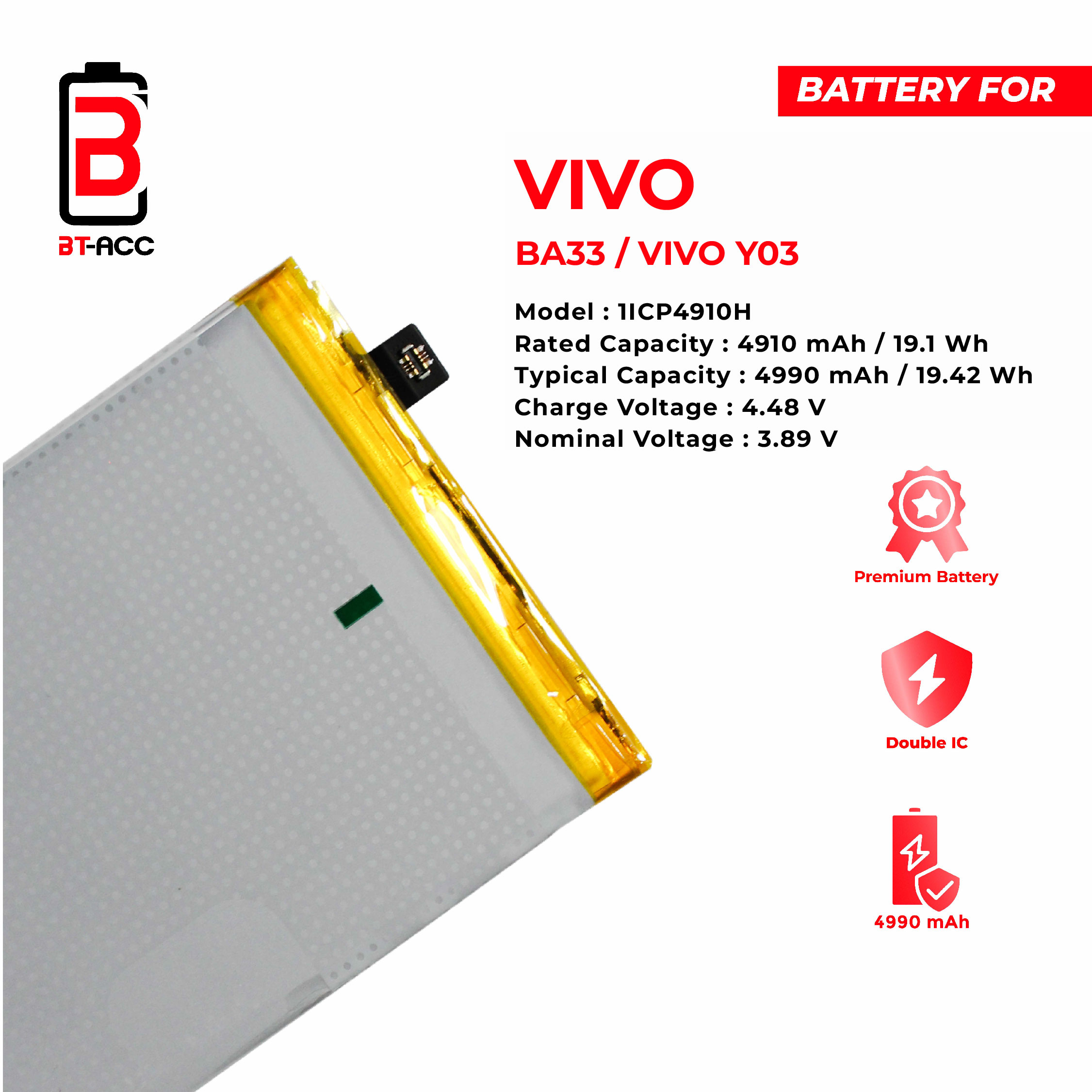 BT-ACC Baterai Vivo Y03 / Y18 / BA33 - Image 3
