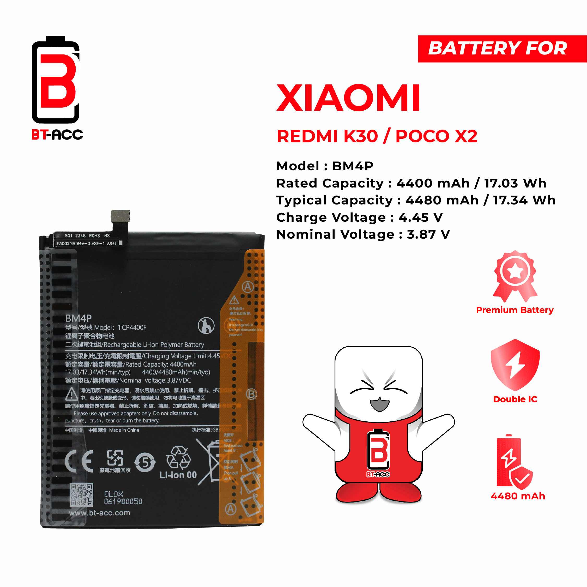 BT-ACC Baterai Xiaomi Redmi K30 / Poco X2 - BM4P