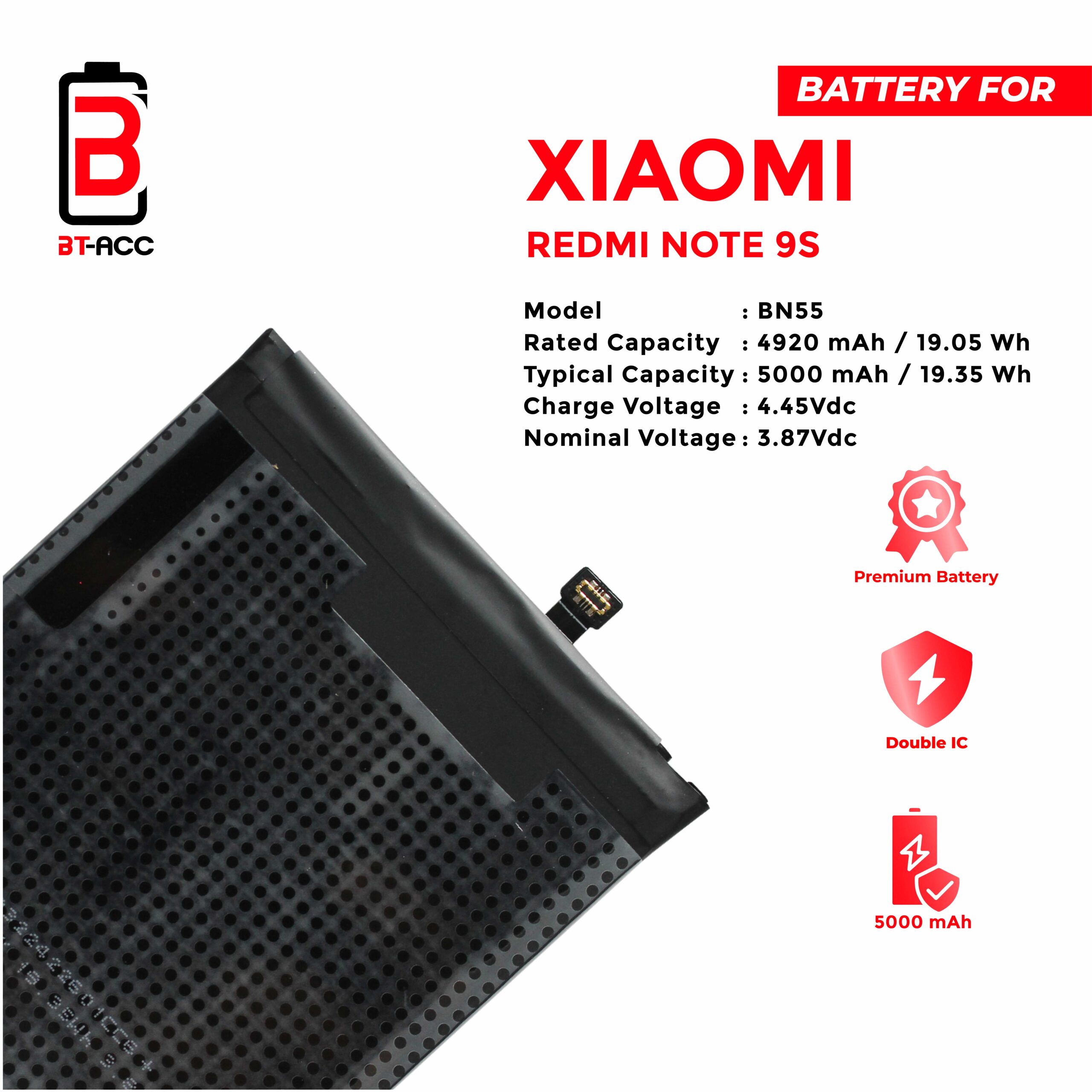 BT-ACC Baterai Xiaomi Redmi Note 9S - BN55 - Image 3