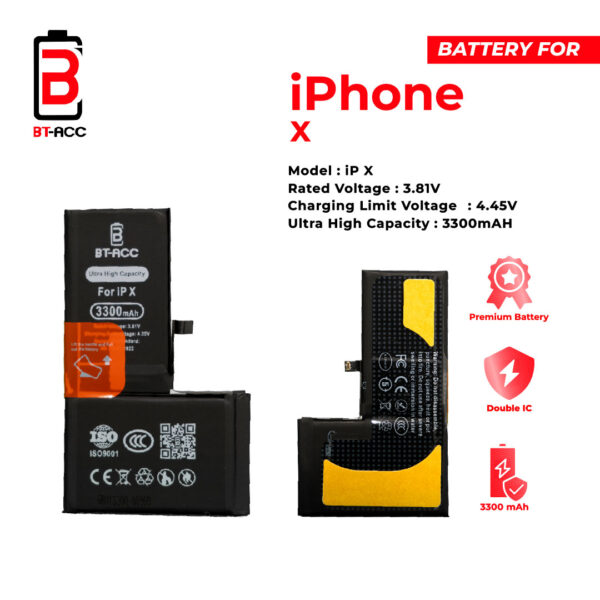 BT-ACC  Baterai Ultra High Capacity For iPhone X (3300mAh) - Image 3