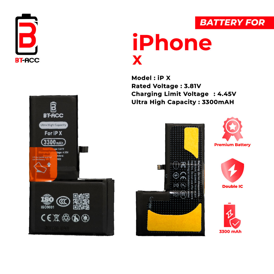 BT-ACC  Baterai Ultra High Capacity For iPhone X (3300mAh) - Image 3