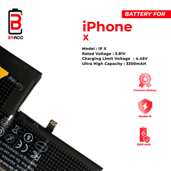 BT-ACC  Baterai Ultra High Capacity For iPhone X (3300mAh) - Image 4