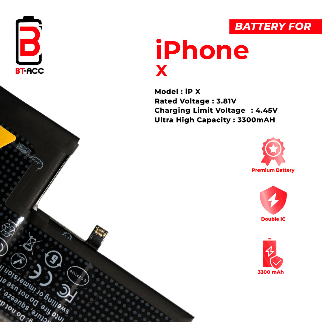 BT-ACC  Baterai Ultra High Capacity For iPhone X (3300mAh) - Image 4