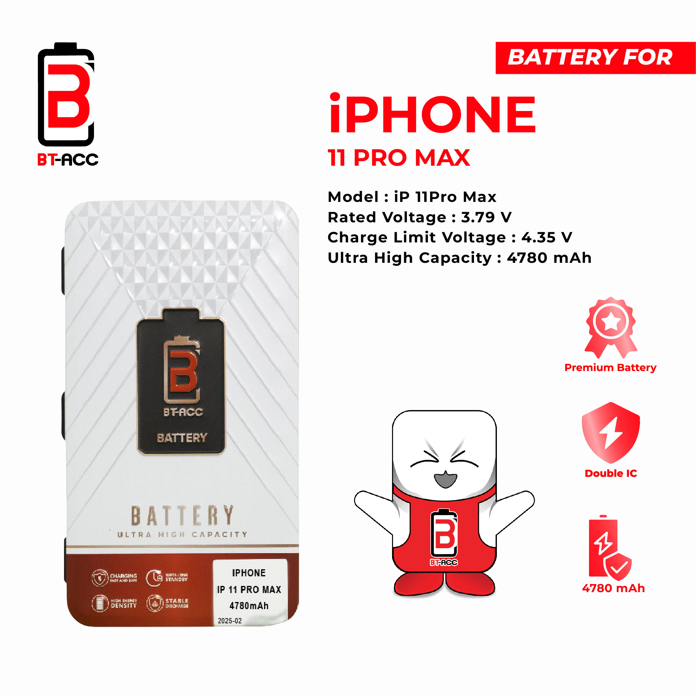 Baterai Ultra High Capacity For iPhone 11 Pro Max (4780mAh) - Image 2