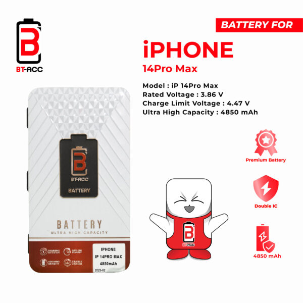 BT-ACC Baterai Ultra High Capacity For iPhone 14 Pro Max (4850mAh) - Image 2
