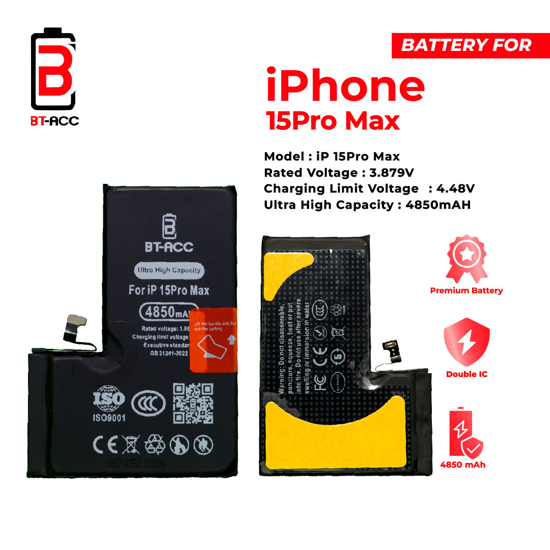 BT-ACC Baterai Ultra High Capacity For iPhone 15 Pro Max / A3121 (4850mAh) - Image 4