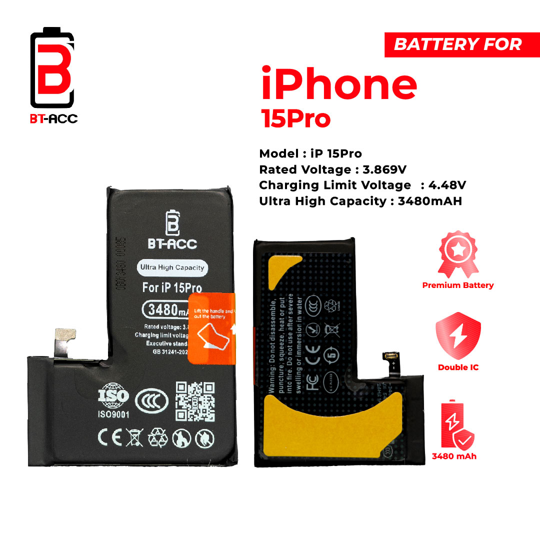 BT-ACC Baterai Ultra High Capacity For iPhone 15 Pro / A3018 (3640mAh) - Gambar 2