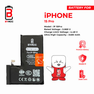 BT-ACC Baterai Ultra High Capacity For iPhone 15 Pro / A3018 (3640mAh)