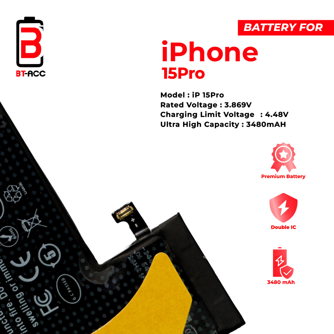 BT-ACC Baterai Ultra High Capacity For iPhone 15 Pro / A3018 (3640mAh) - Gambar 4