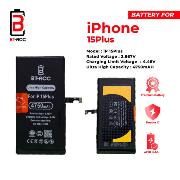 BT-ACC Baterai Ultra High Capacity For iPhone 15 Plus / A3039 (4750mAh) - Image 3