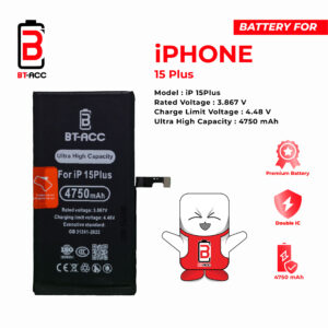 BT-ACC Baterai Ultra High Capacity For iPhone 15 Plus / A3039 (4750mAh)
