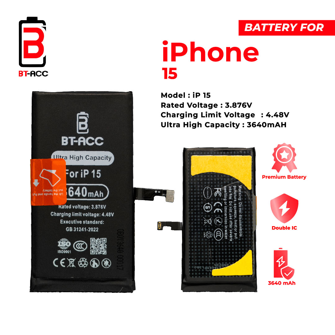BT-ACC Baterai Ultra High Capacity iPhone 15 / A3018 (3640mAh) - Image 2