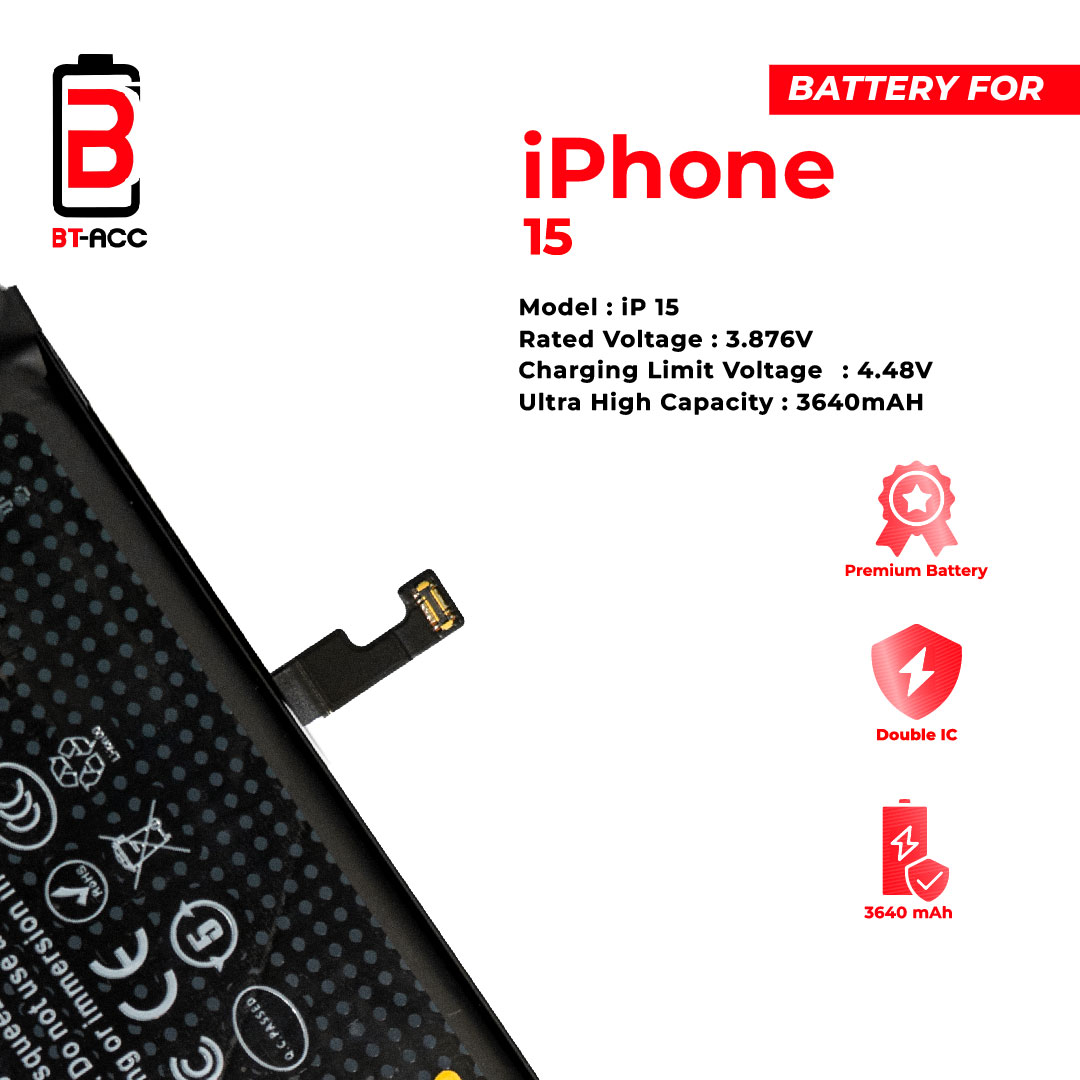 BT-ACC Baterai Ultra High Capacity iPhone 15 / A3018 (3640mAh) - Image 4