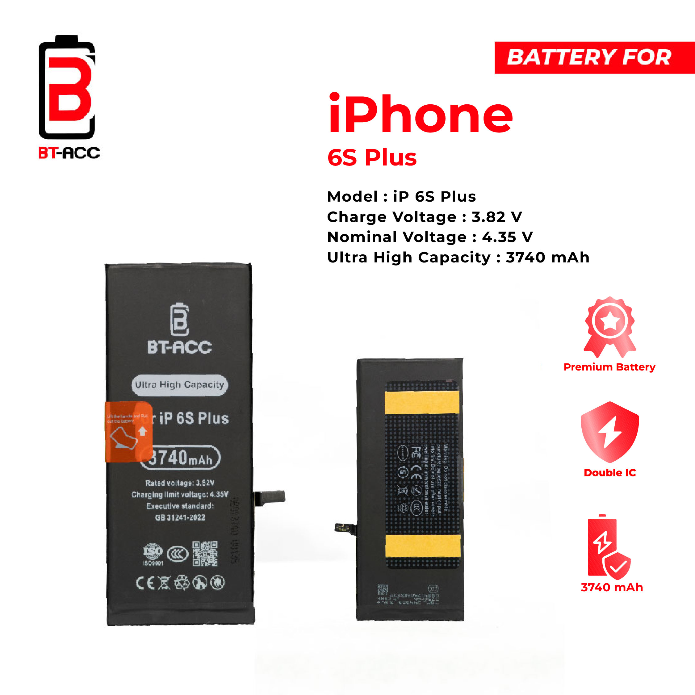 Baterai Ultra High Capacity For iPhone 6S Plus (3740mAh) - Image 3