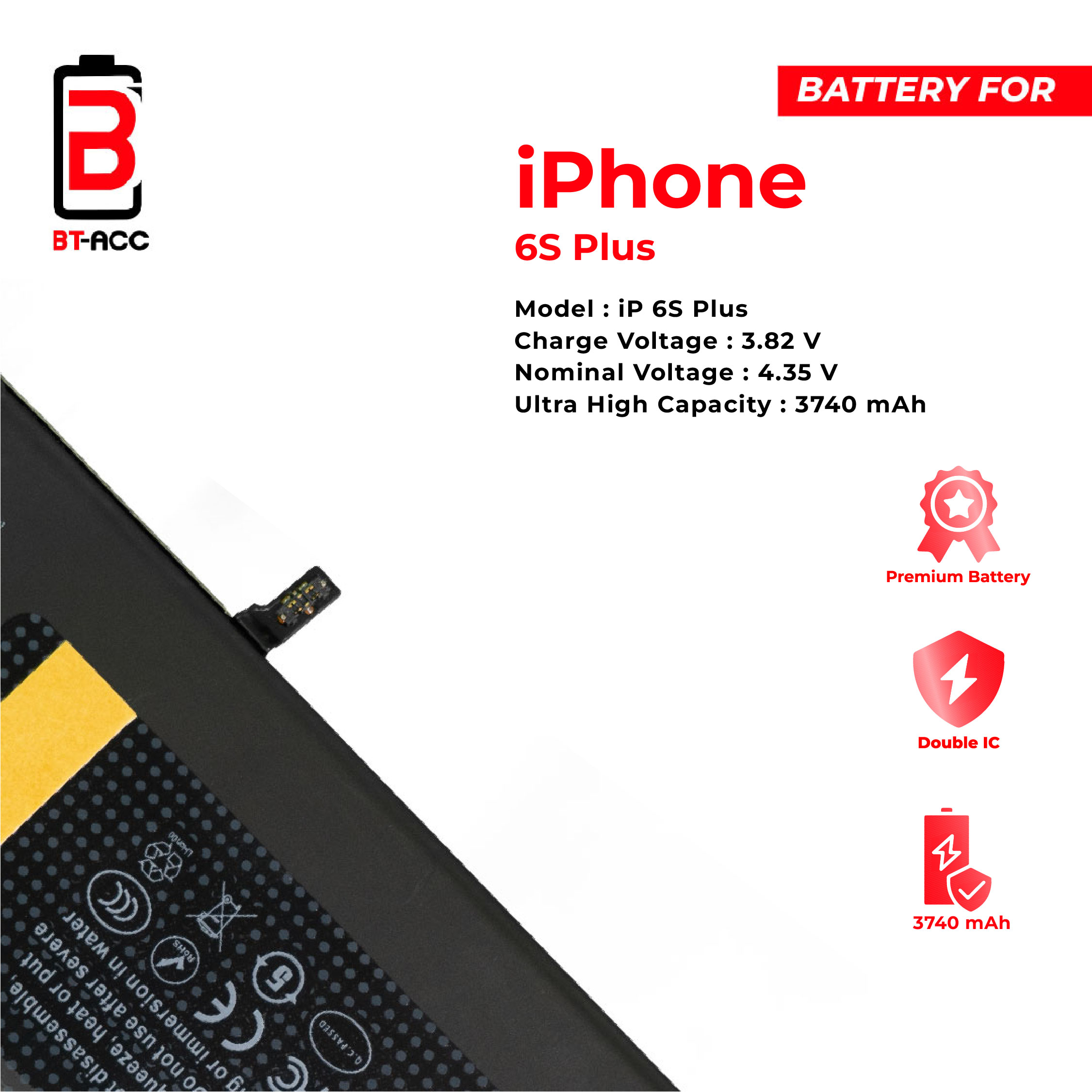 Baterai Ultra High Capacity For iPhone 6S Plus (3740mAh) - Image 4