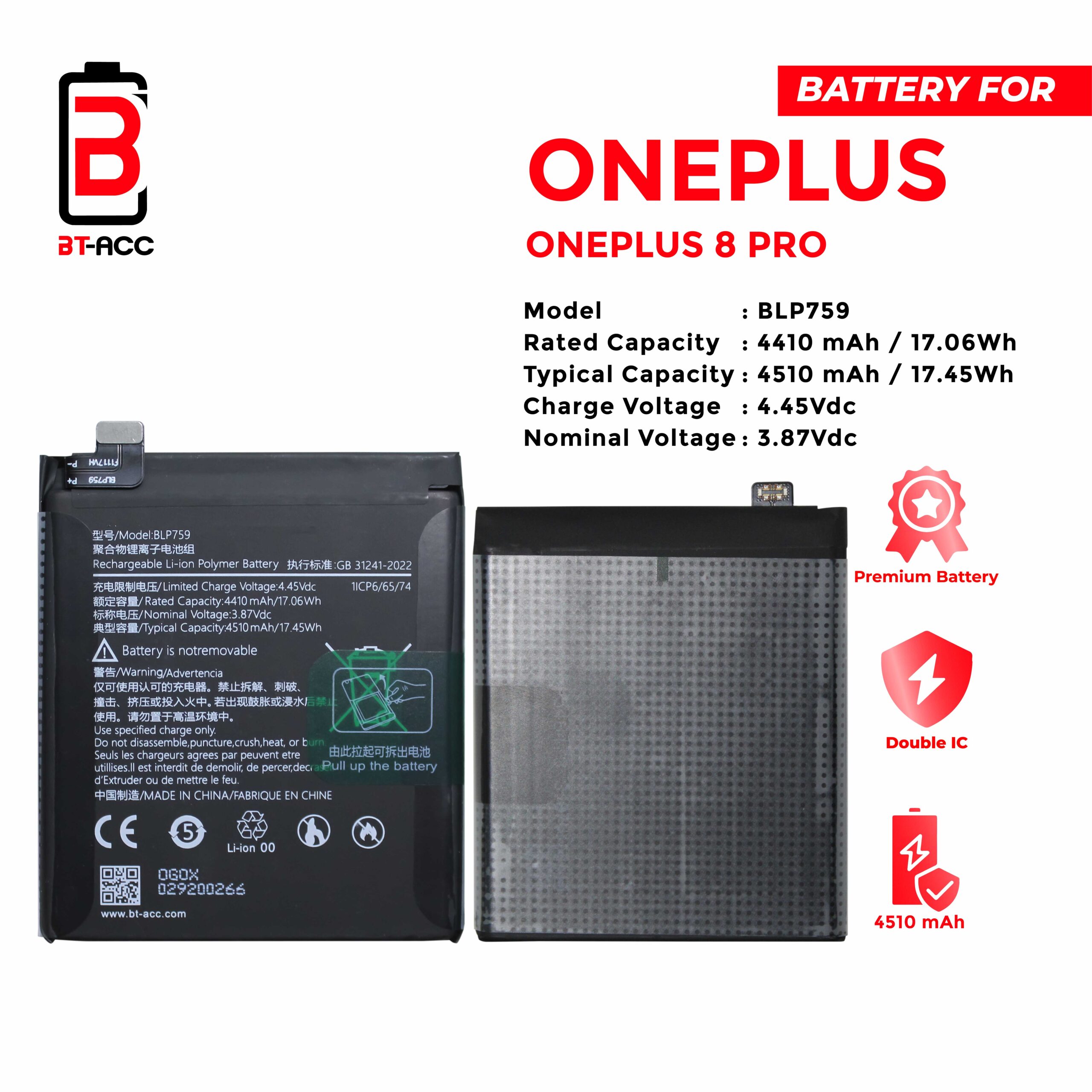 BT-ACC Baterai One Plus 8 Pro / BLP759 - Gambar 2